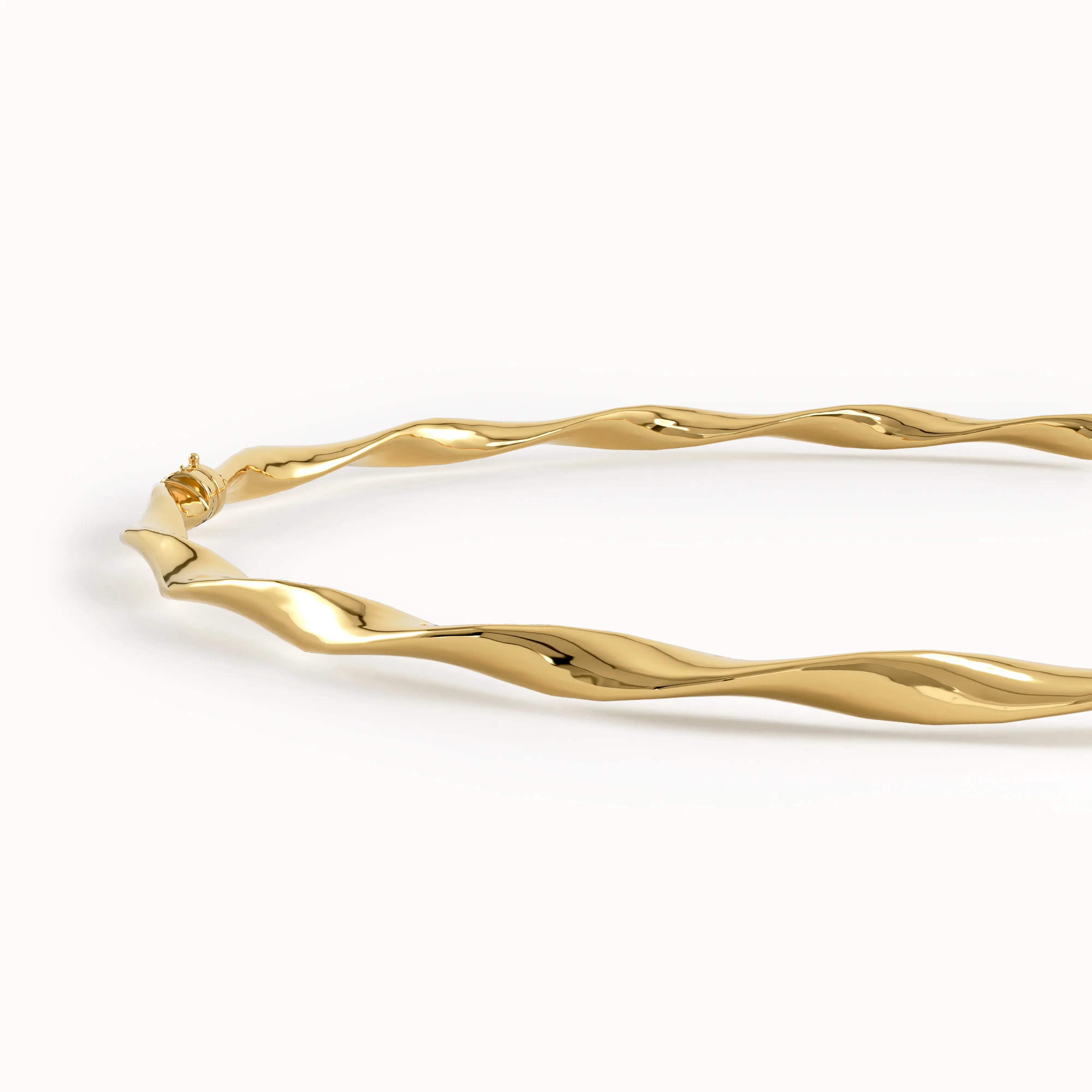 14k Gold Twist Bangle Bracelet - BRENNMORE