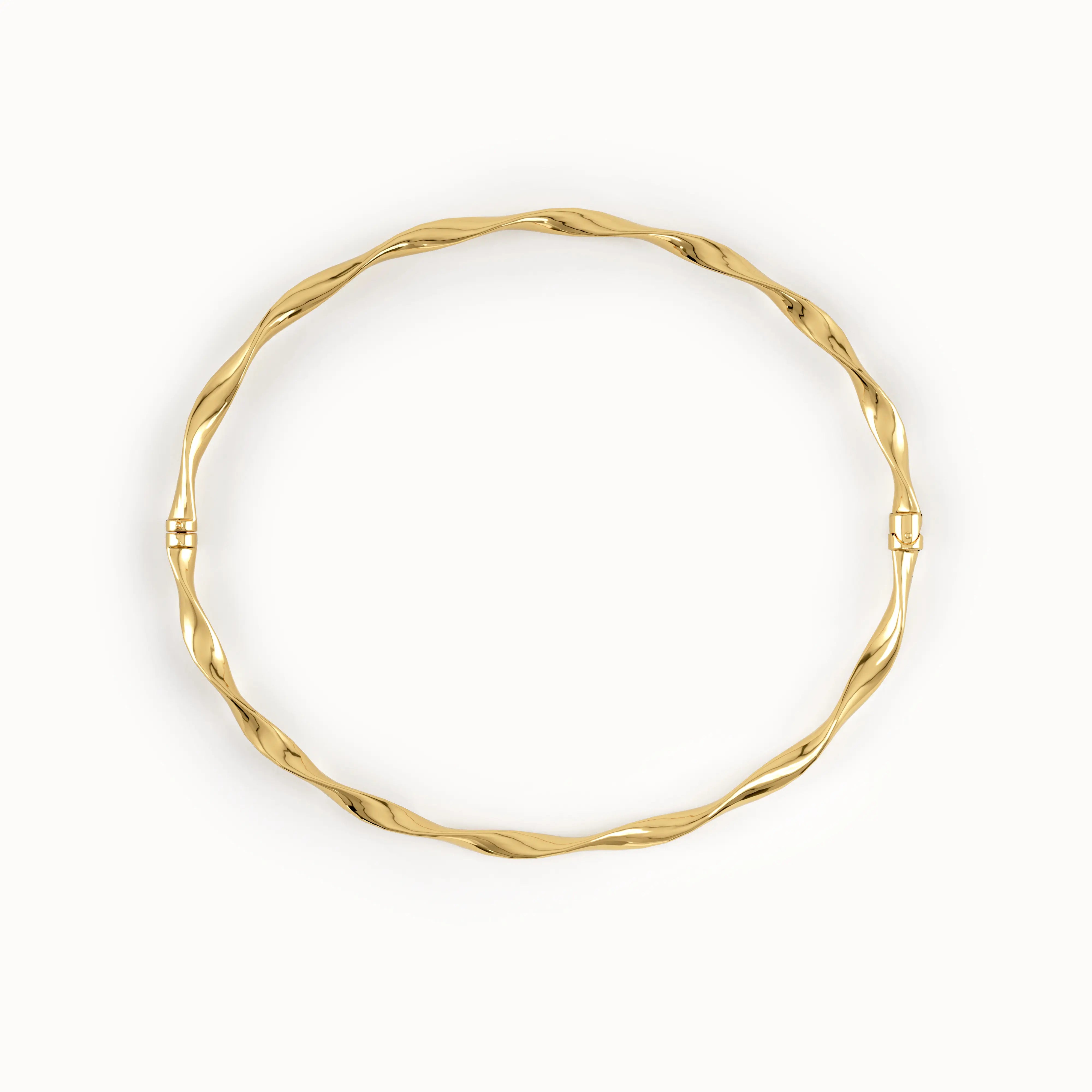 14k Gold Twist Bangle Bracelet - BRENNMORE