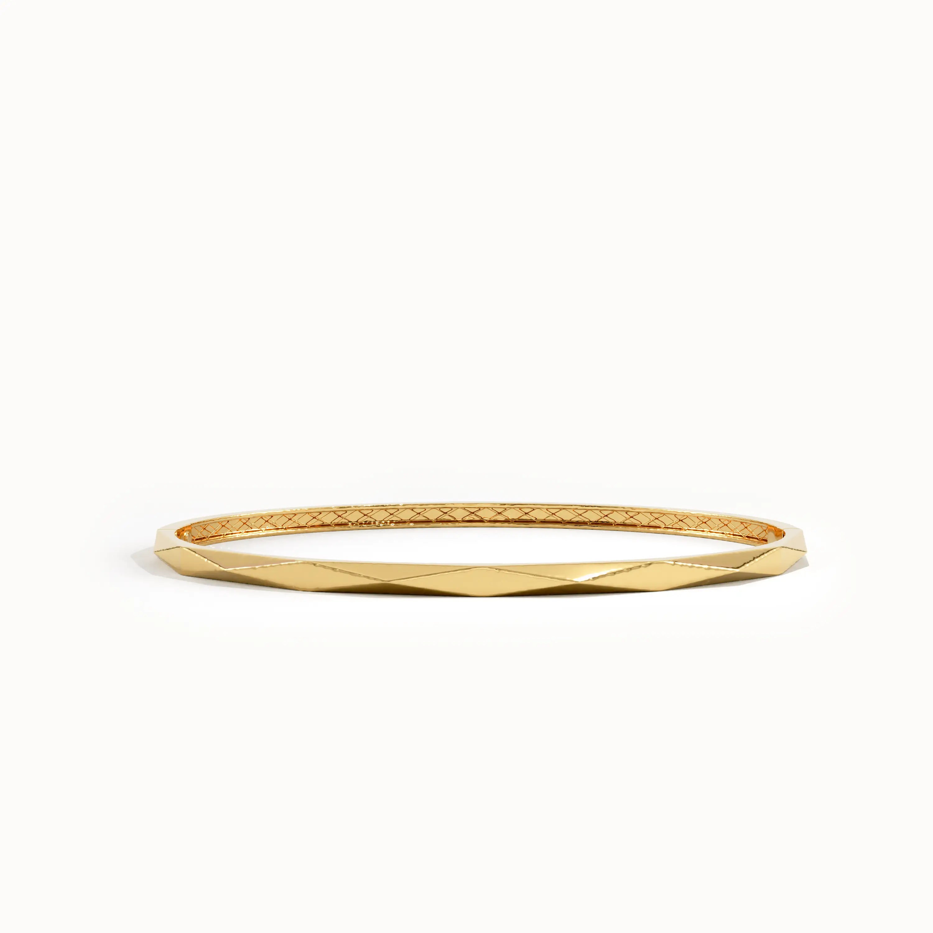 14k Gold Faceted Bangle Bracelet - BRENNMORE 