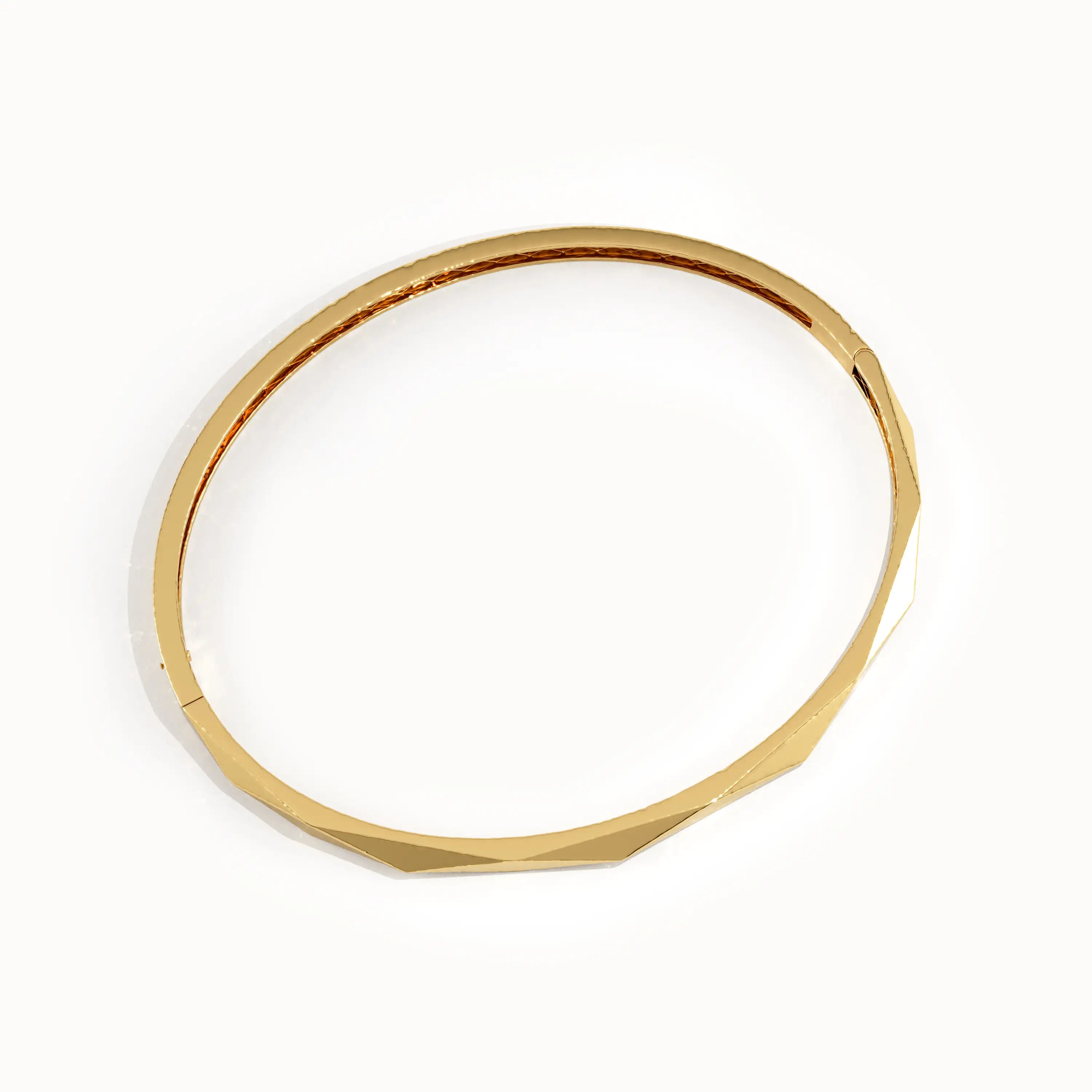 14k Gold Faceted Bangle Bracelet - BRENNMORE 