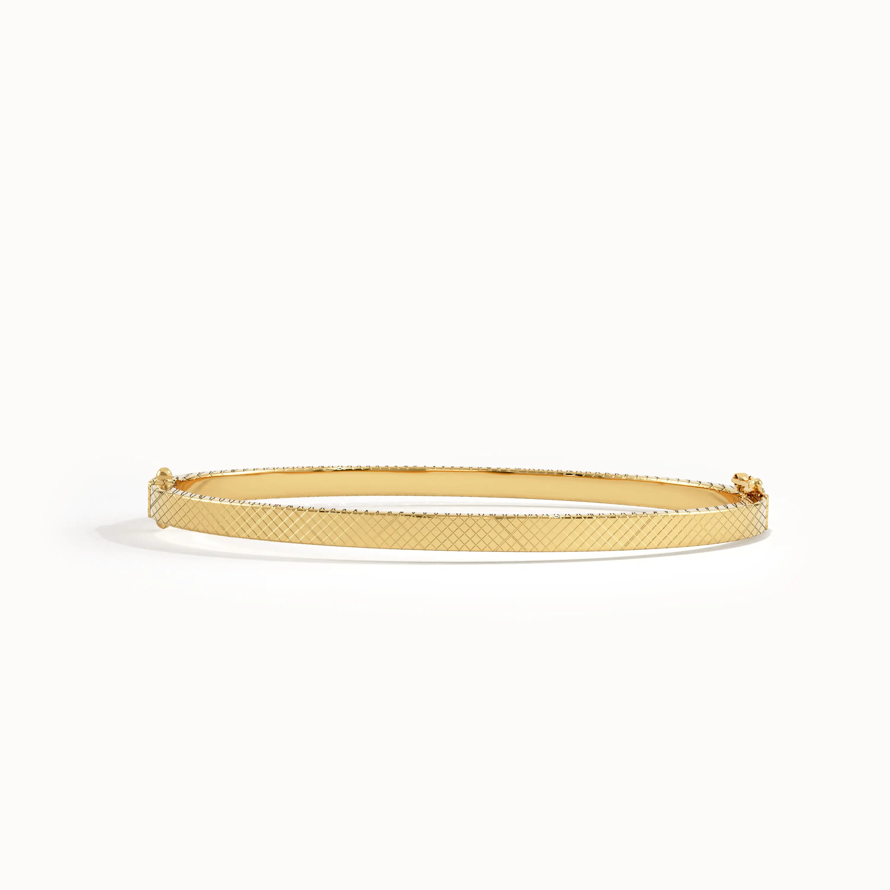 14k Gold Textured Square Tube Bangle Bracelet - BRENNMORE 
