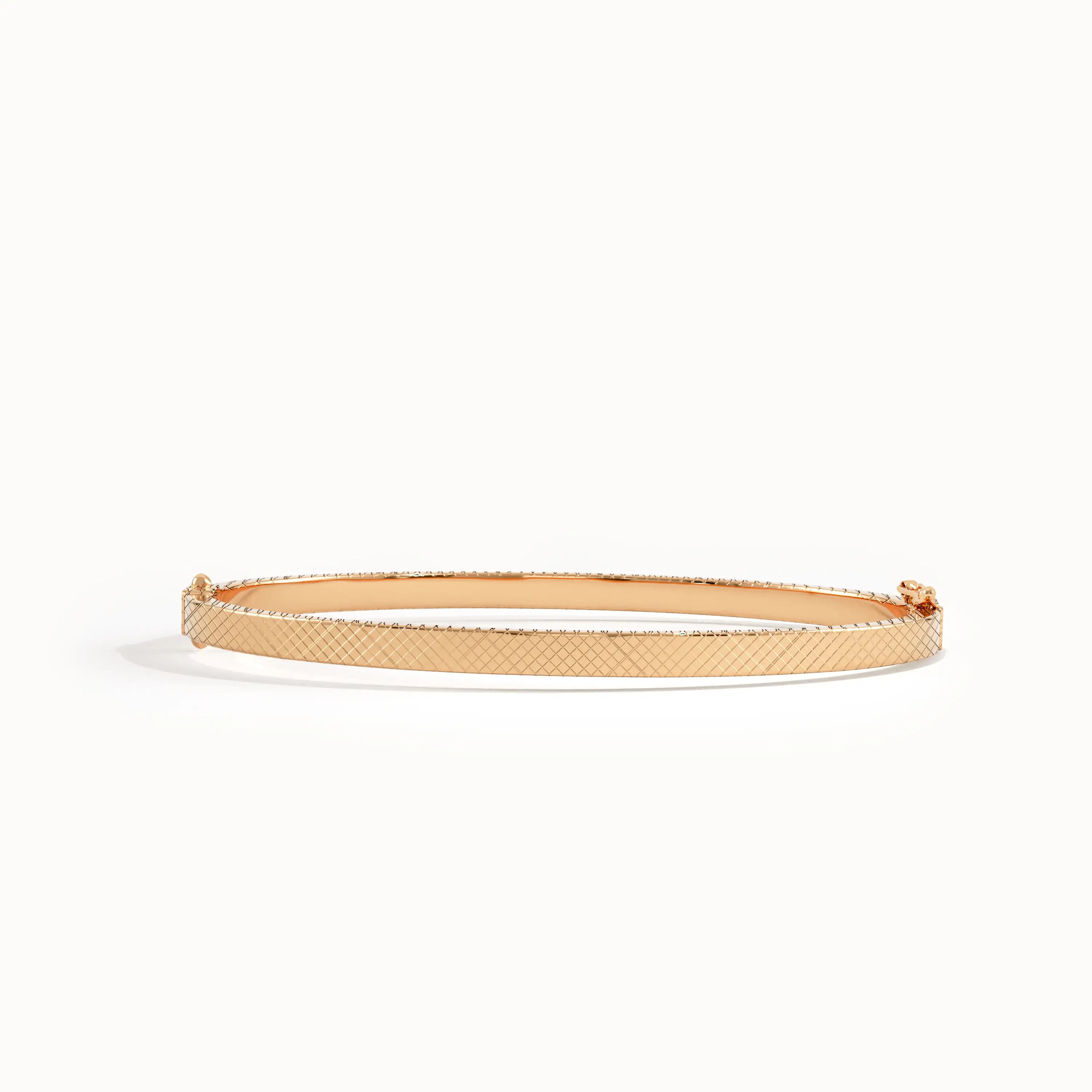14k Gold Textured Square Tube Bangle Bracelet - BRENNMORE 