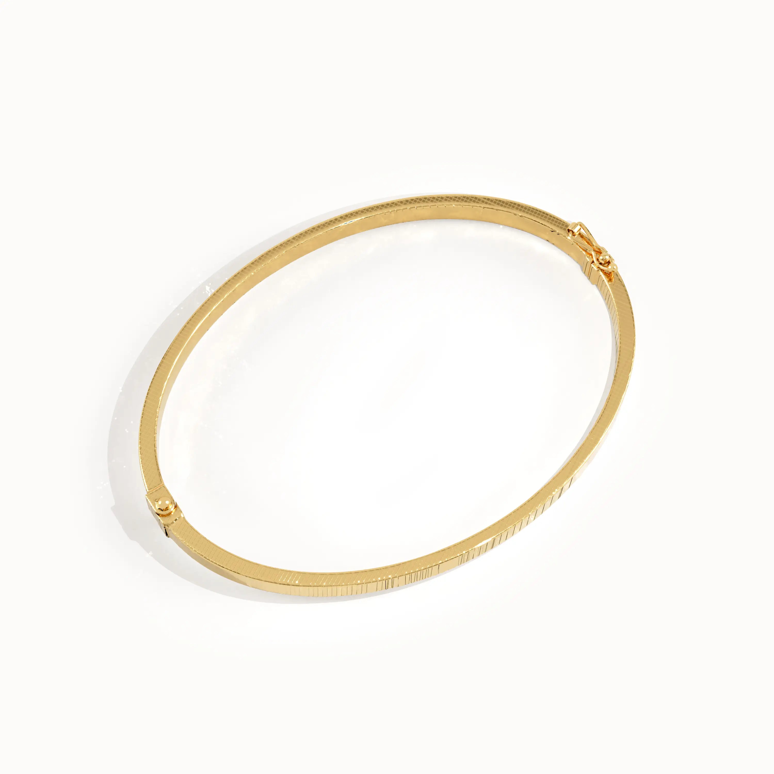 14k Gold Textured Square Tube Bangle Bracelet - BRENNMORE 