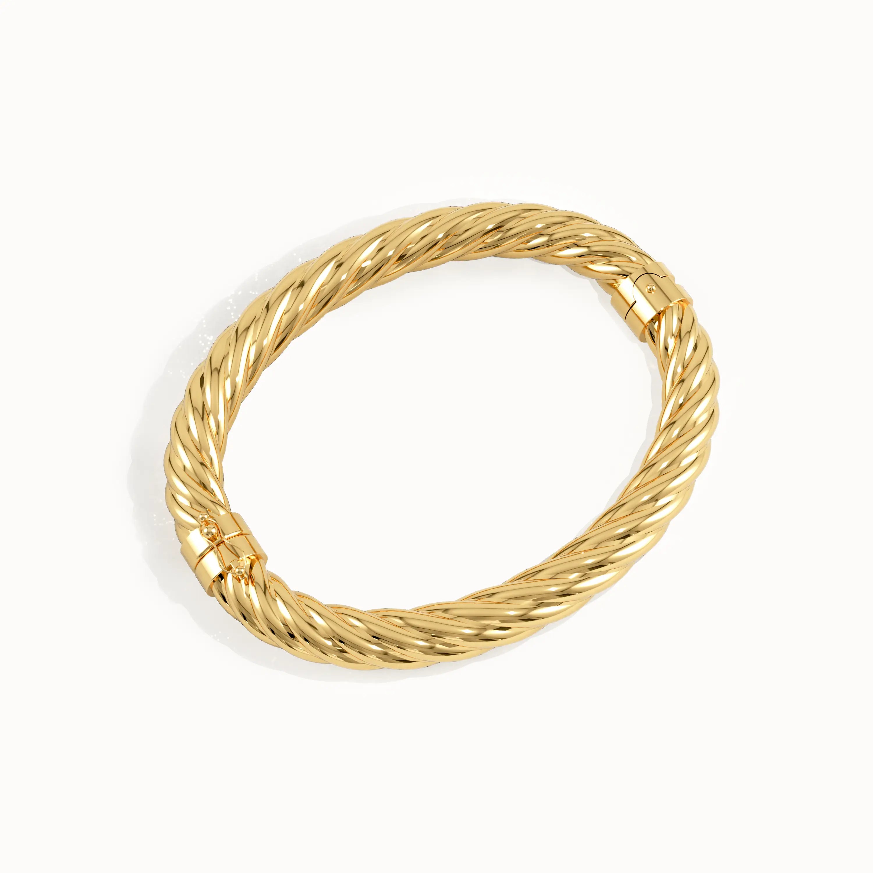 14k Gold Thick Rope Bangle Bracelet - BRENNMORE 