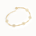 14k Gold Flower Chain Bracelet - BRENNMORE 