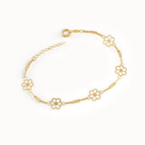 14k Gold Flower Chain Bracelet - BRENNMORE 