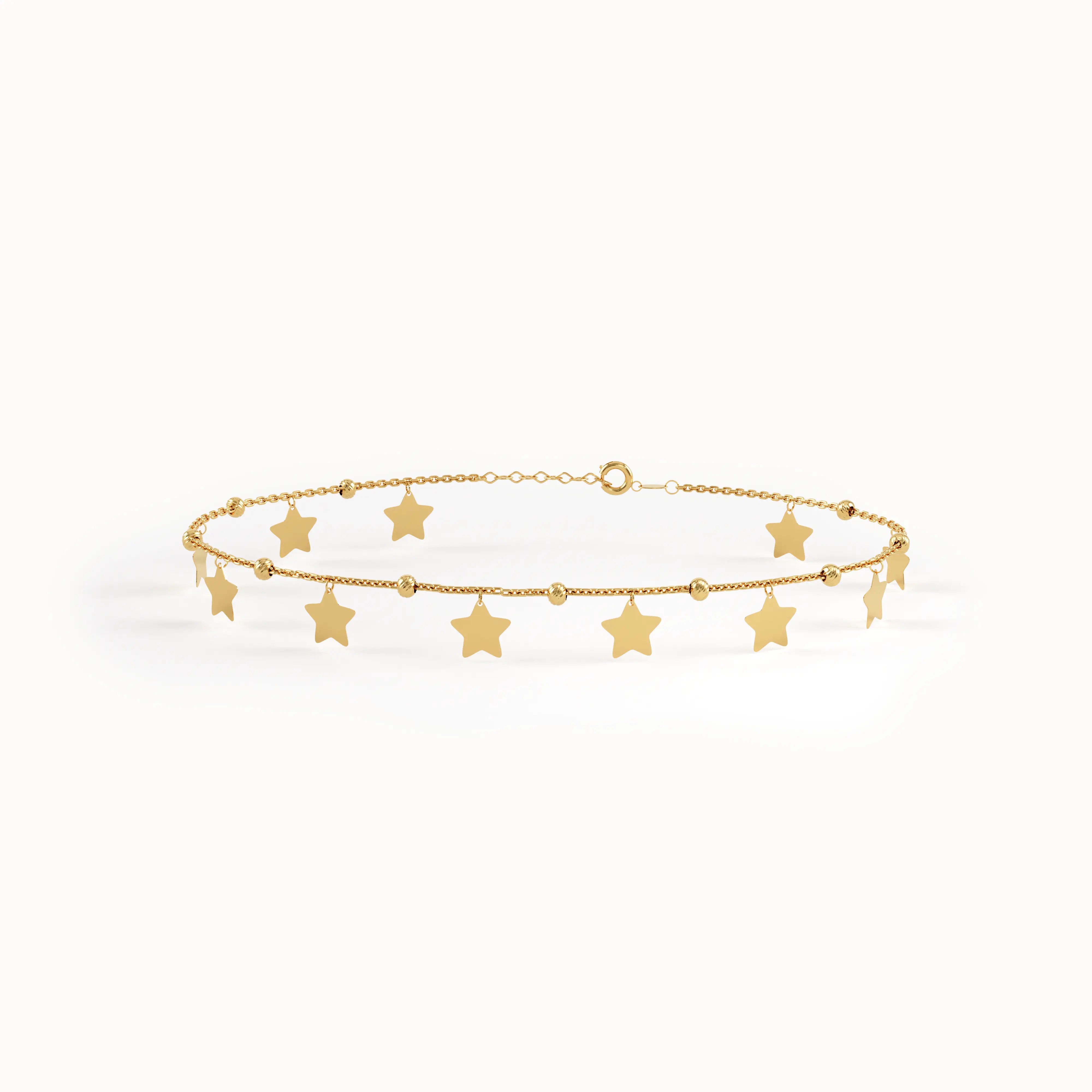 14k Gold Dangling Star Bracelet - BRENNMORE