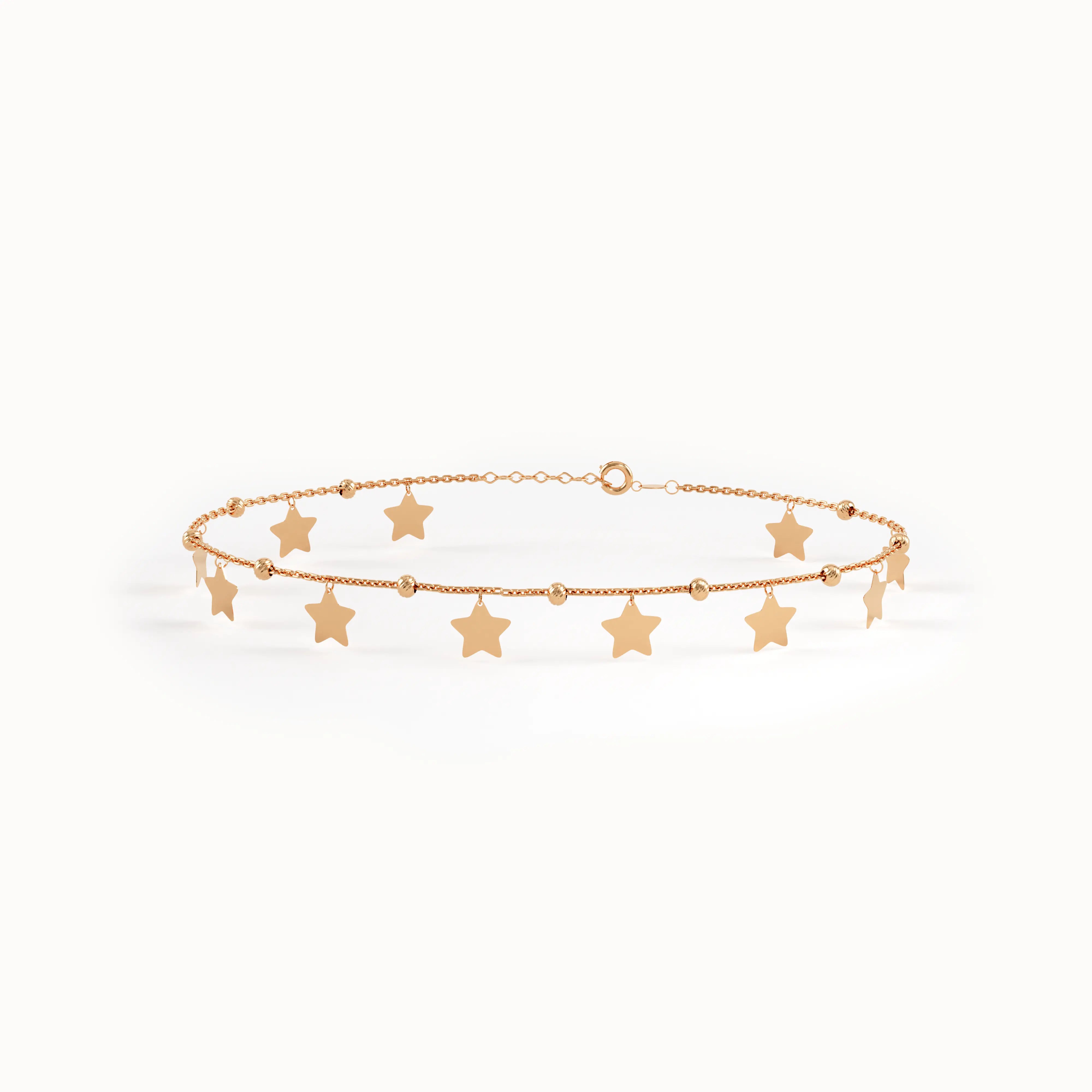 14k Gold Dangling Star Bracelet - BRENNMORE