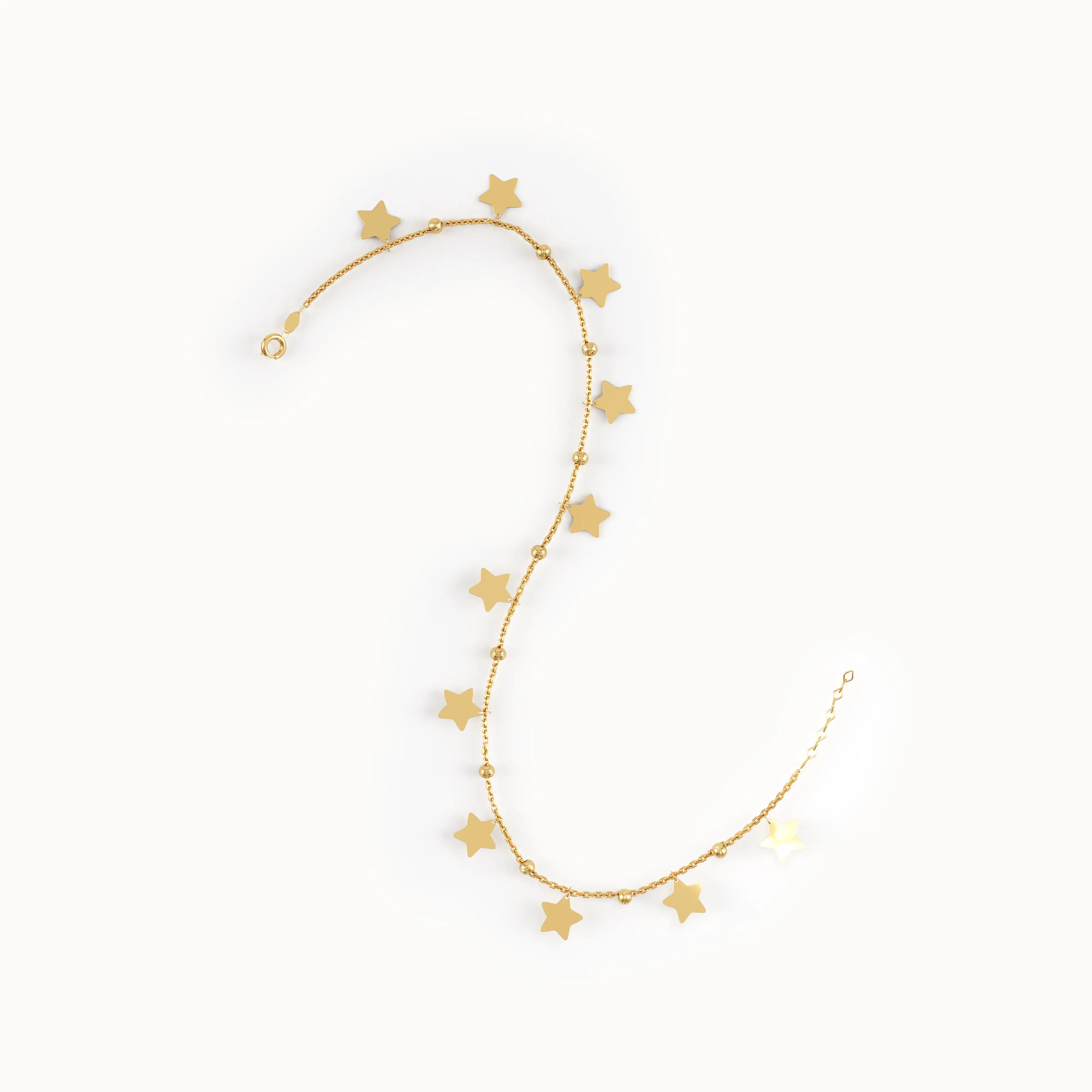 14k Gold Dangling Star Bracelet - BRENNMORE