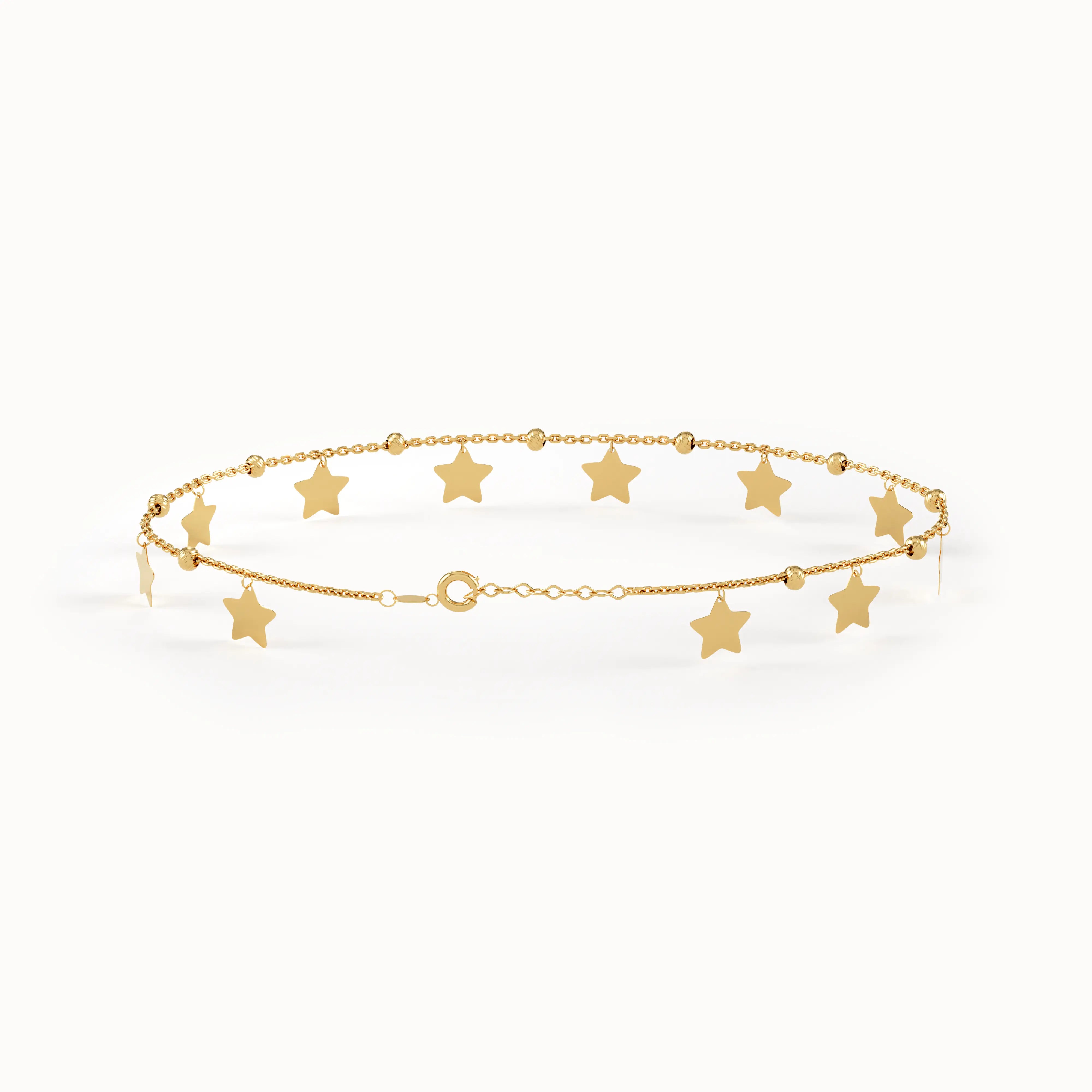 14k Gold Dangling Star Bracelet - BRENNMORE
