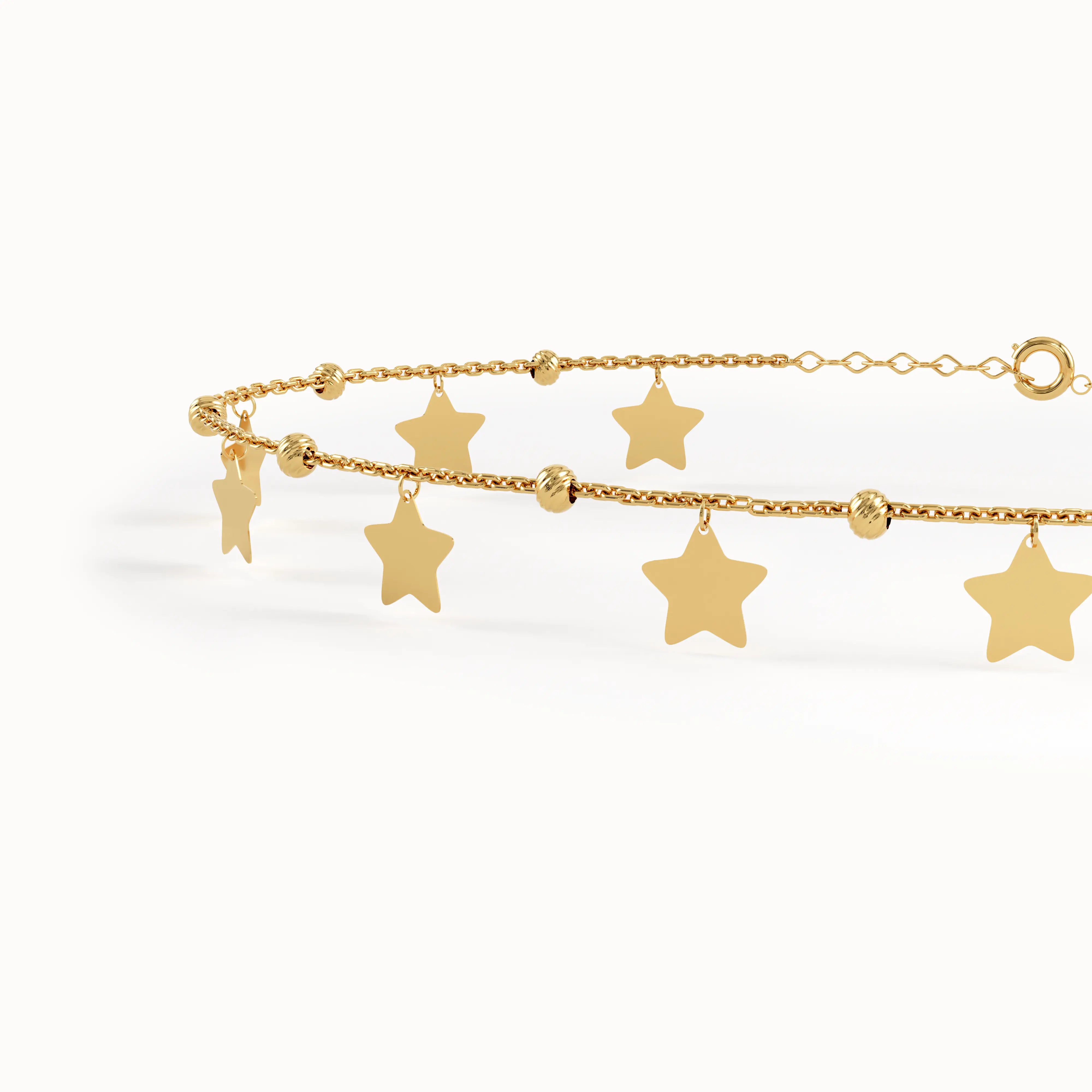 14k Gold Dangling Star Bracelet - BRENNMORE