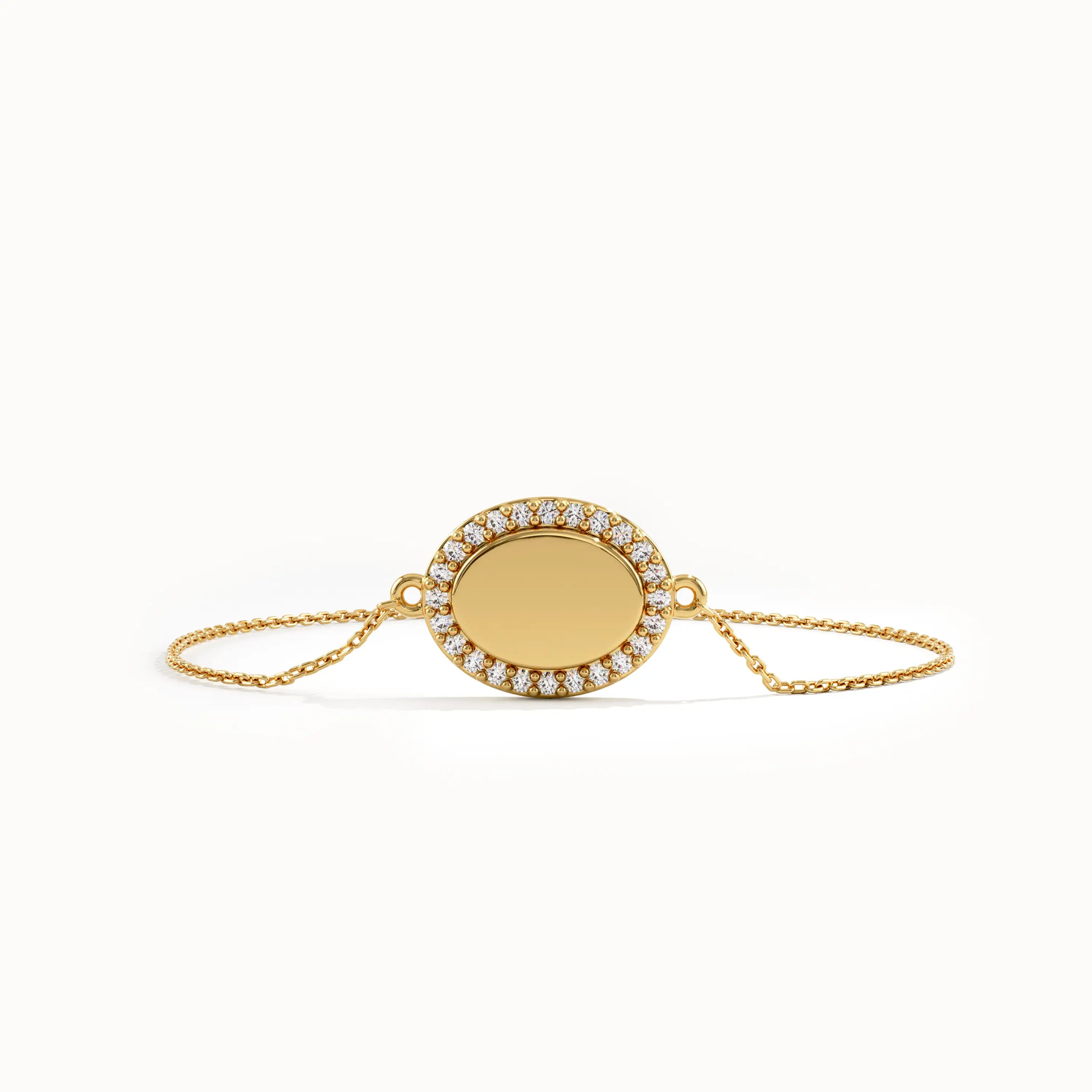 Pave Lab Diamond Oval Gold Bracelet - BRENNMORE 