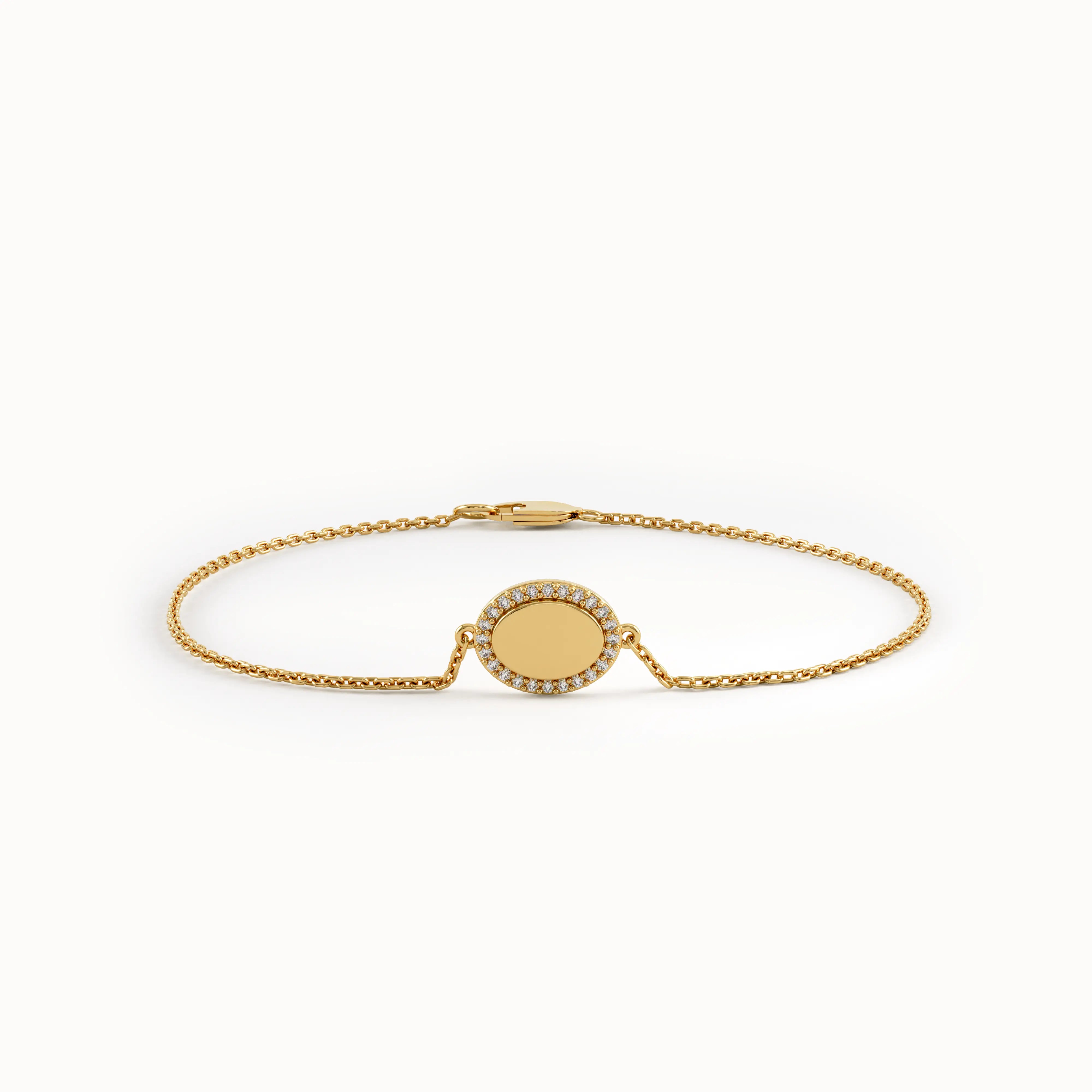 Pave Lab Diamond Oval Gold Bracelet - BRENNMORE