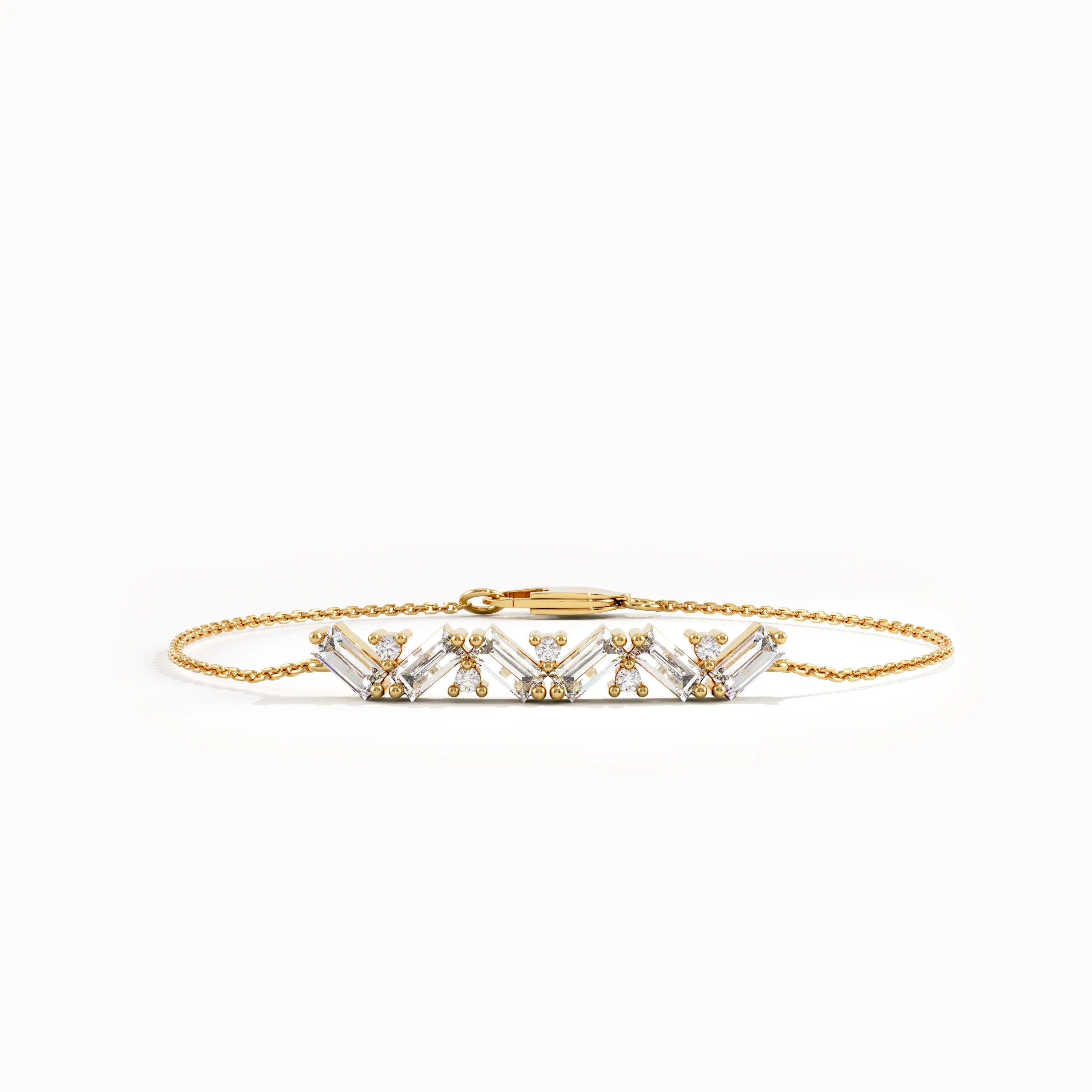 Baguette Bar Bracelet in 14K Gold - BRENNMORE 