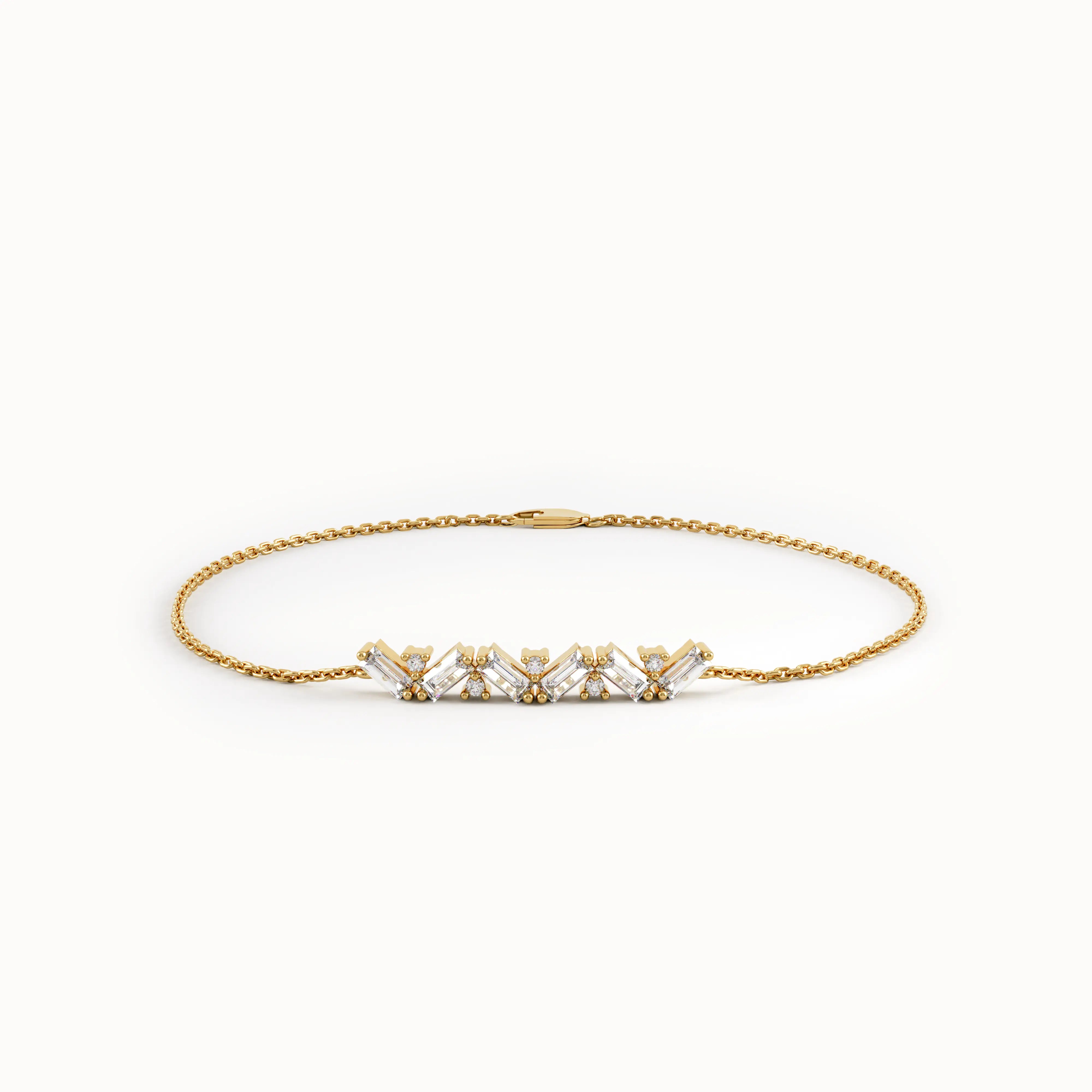 Baguette Bar Bracelet in 14K Gold - BRENNMORE