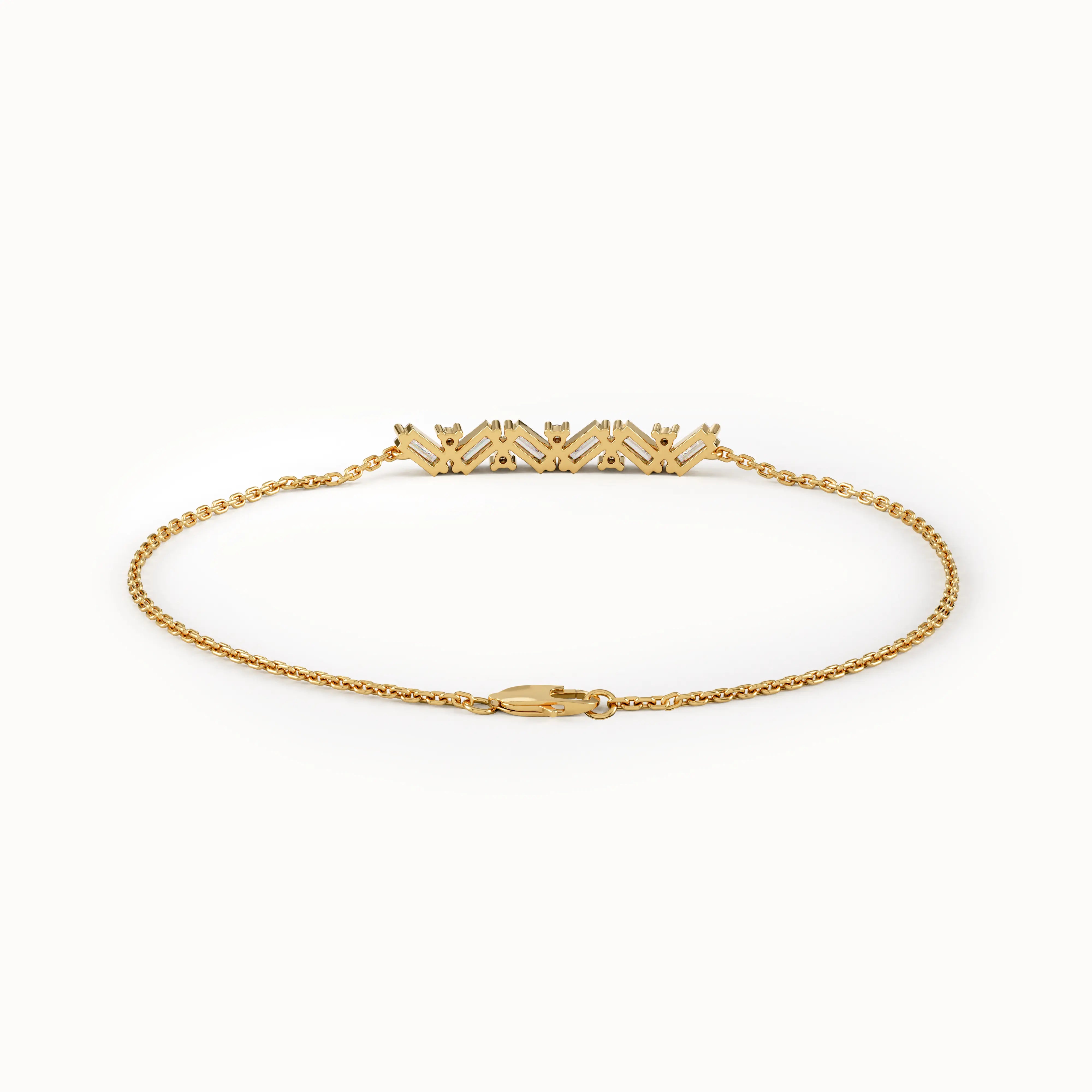 Baguette Bar Bracelet in 14K Gold - BRENNMORE