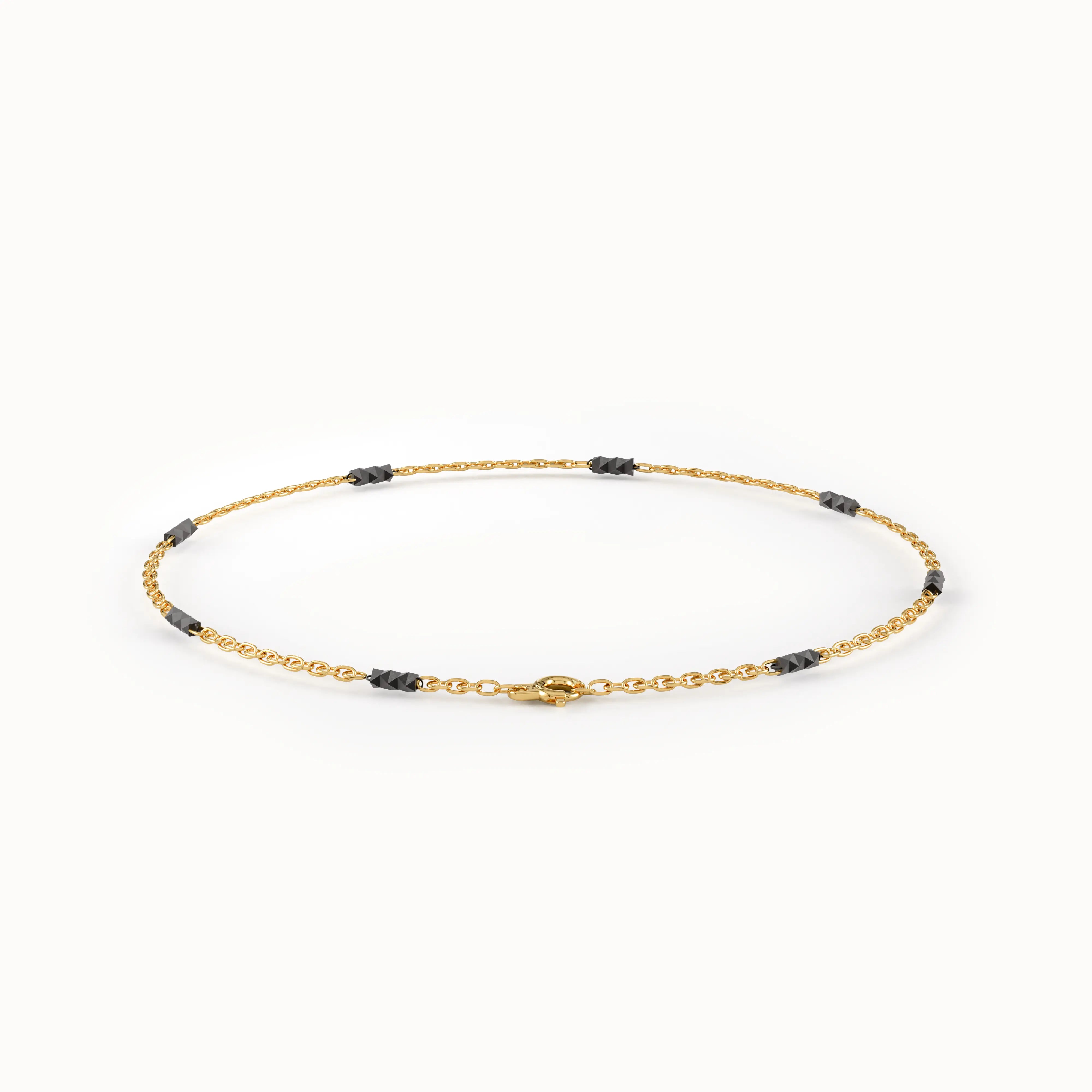 Mixed Metal Bar Bracelet in 14K Gold - BRENNMORE
