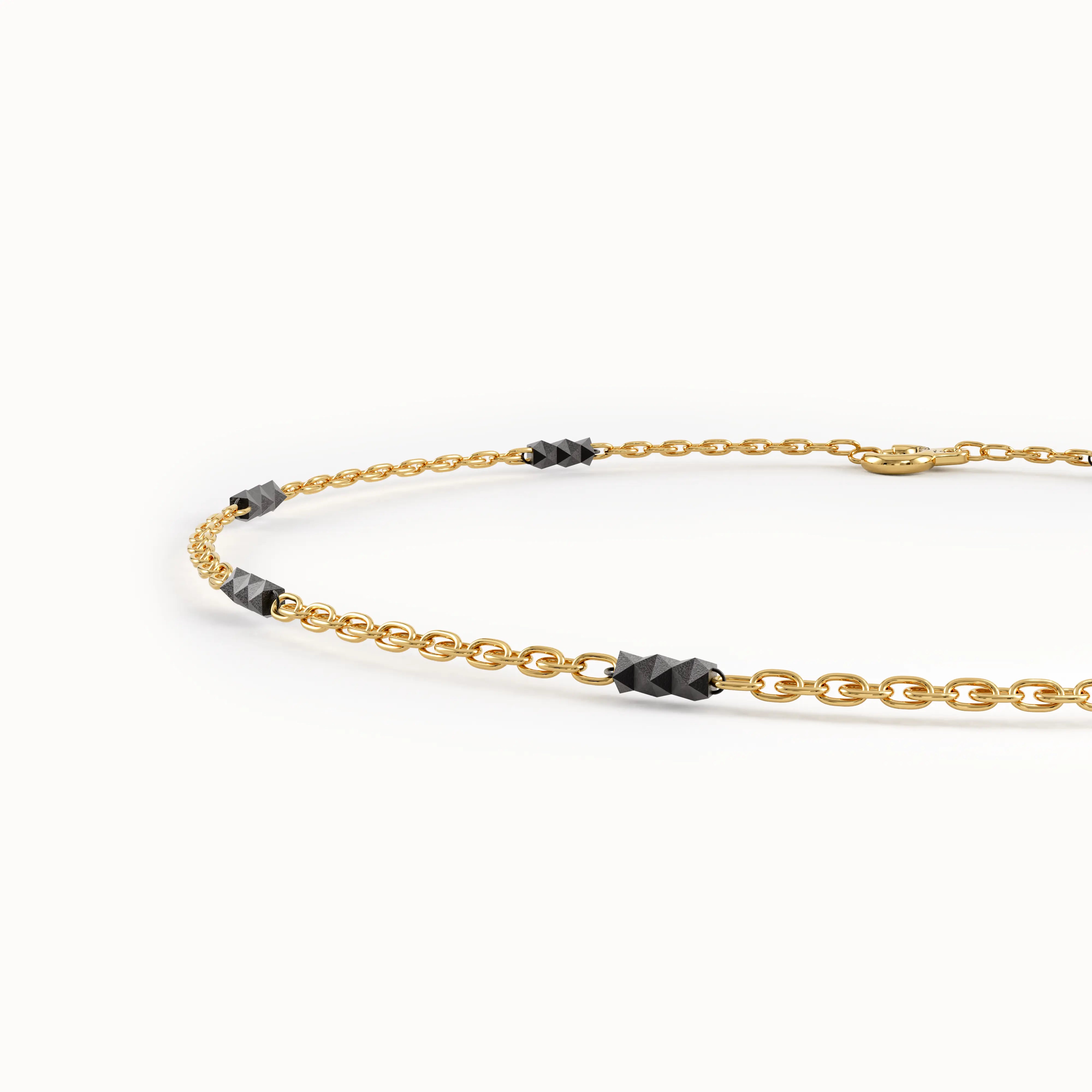 Mixed Metal Bar Bracelet in 14K Gold - BRENNMORE
