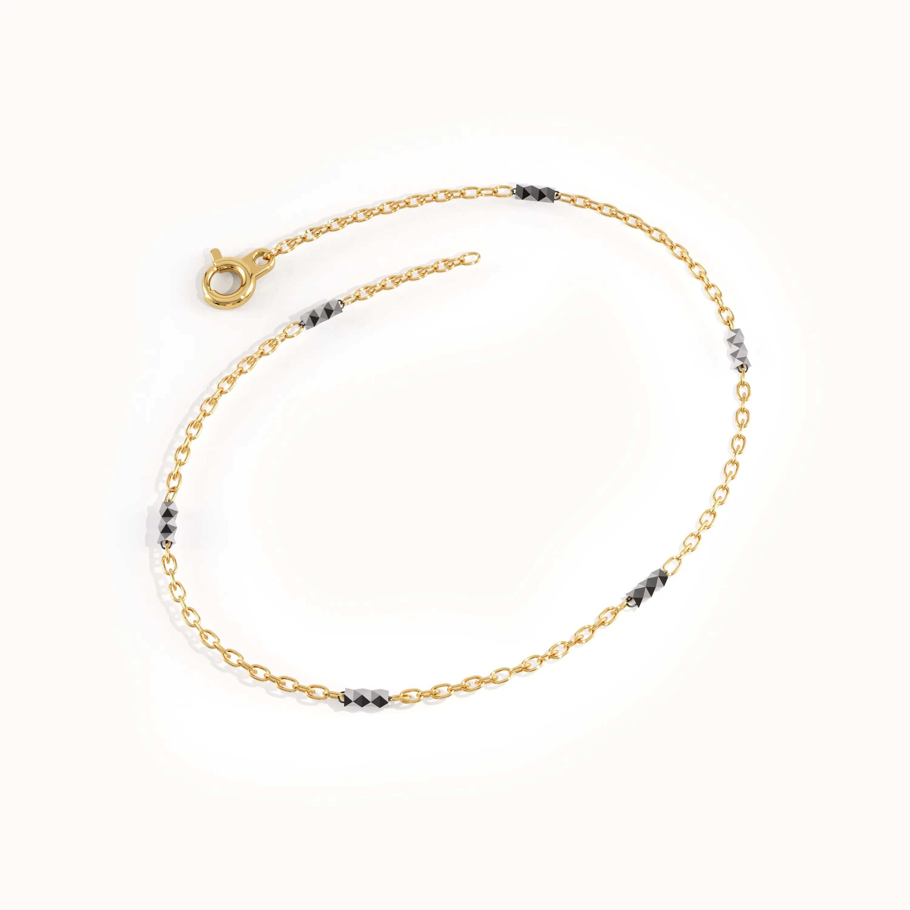 Mixed Metal Bar Bracelet in 14K Gold - BRENNMORE 