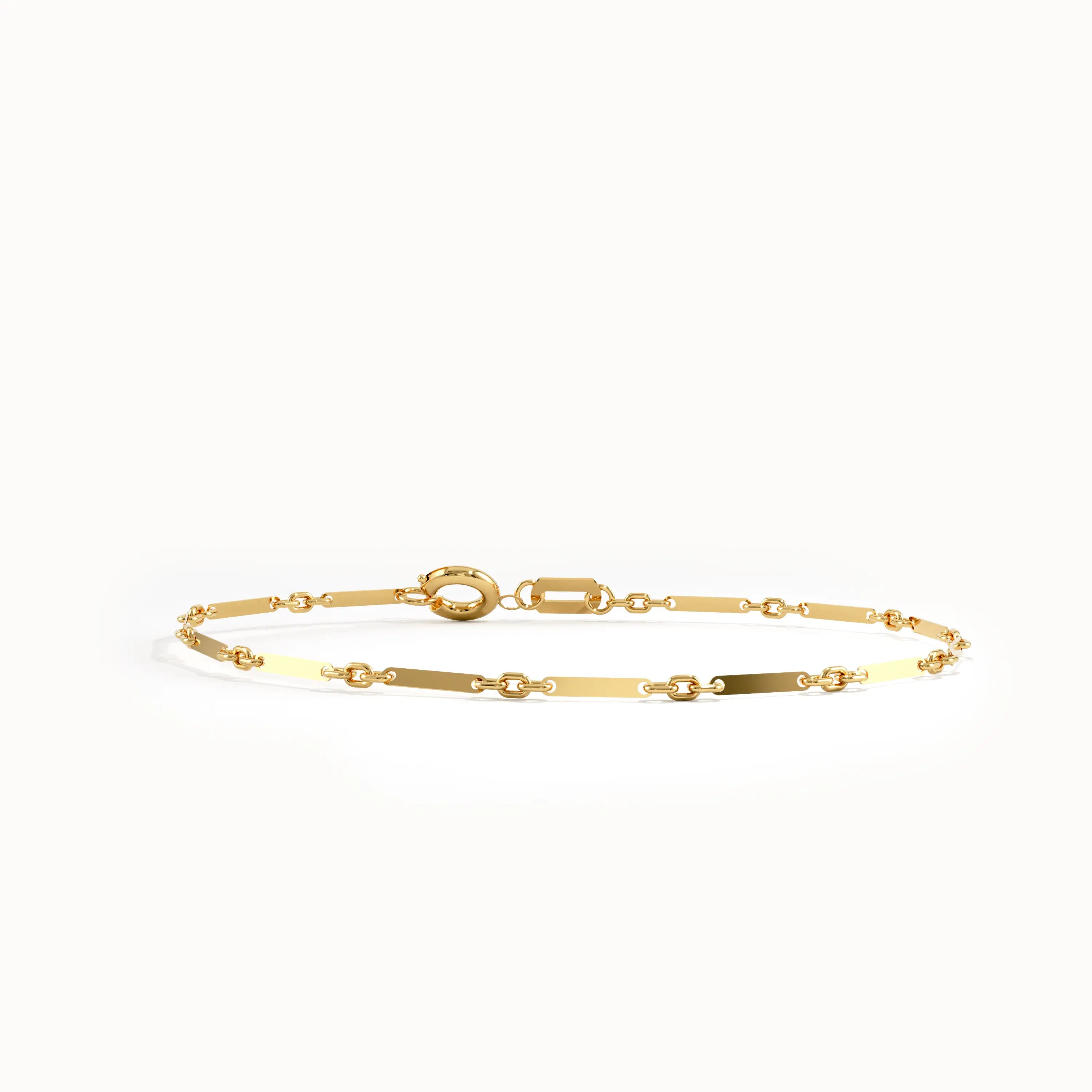 Cable Chain Bracelet with Flat Bar in 14K Gold - BRENNMORE 