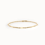 Gold Cable Chain Bracelet with Flat Bar - BRENNMORE