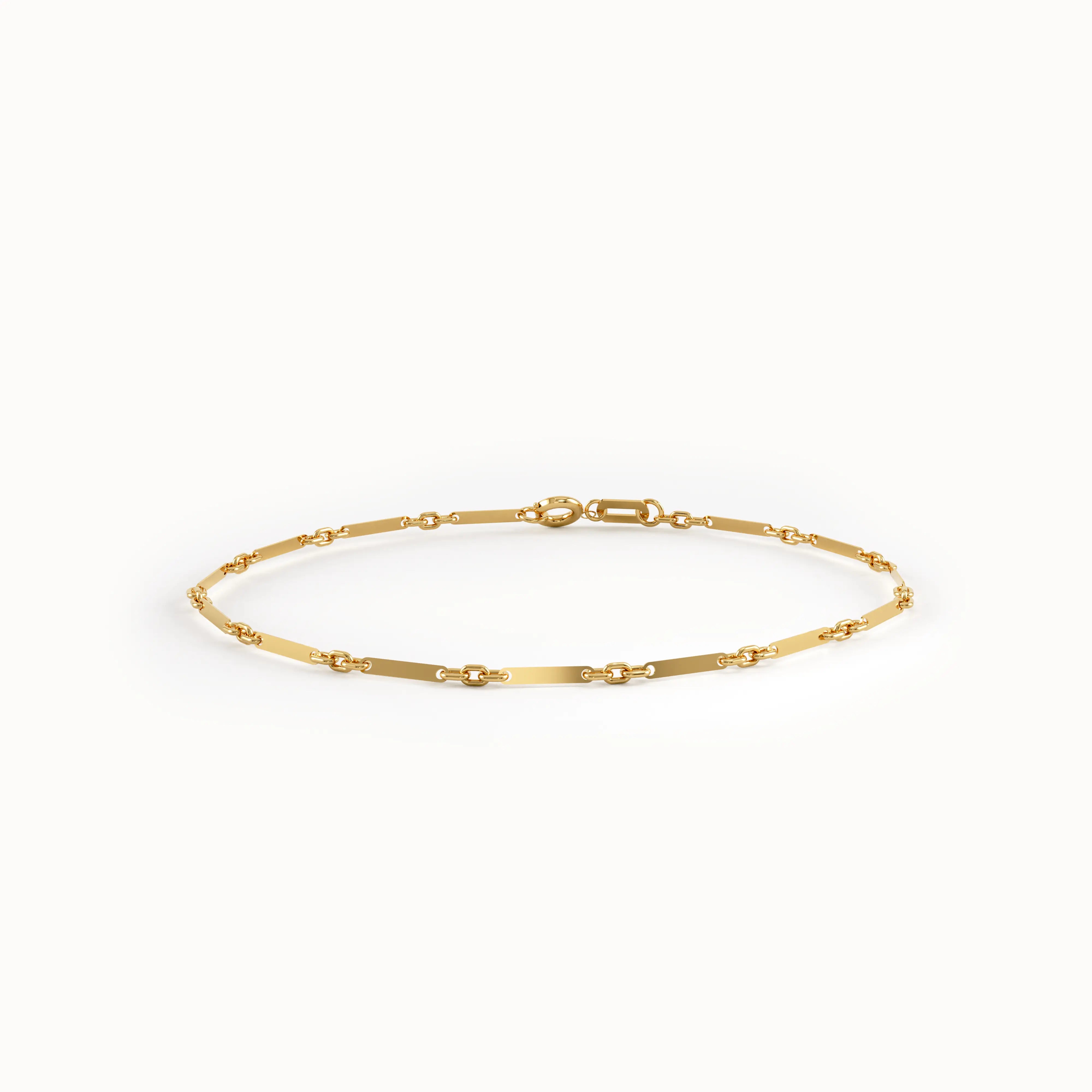 Gold Cable Chain Bracelet with Flat Bar - BRENNMORE