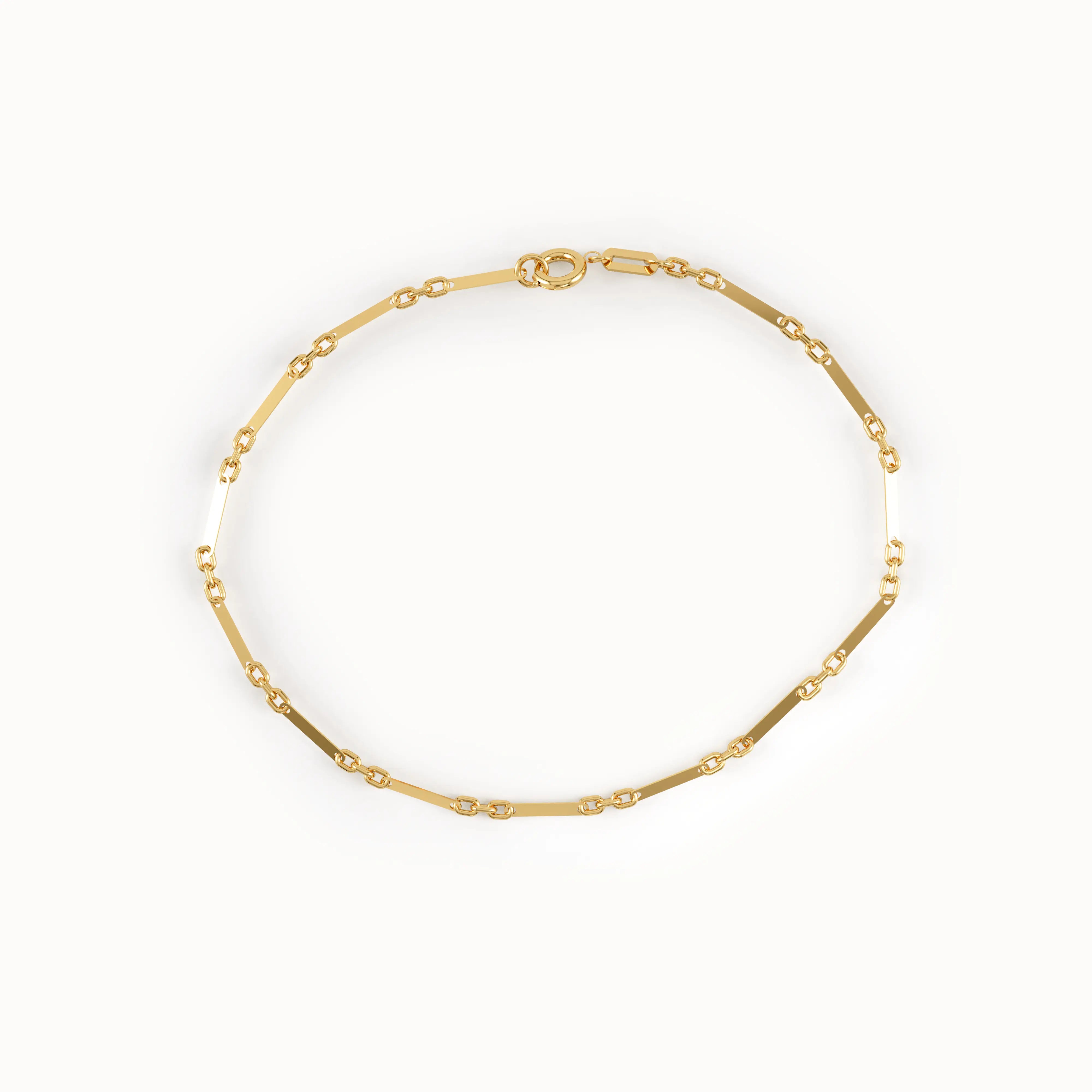 Gold Cable Chain Bracelet with Flat Bar - BRENNMORE