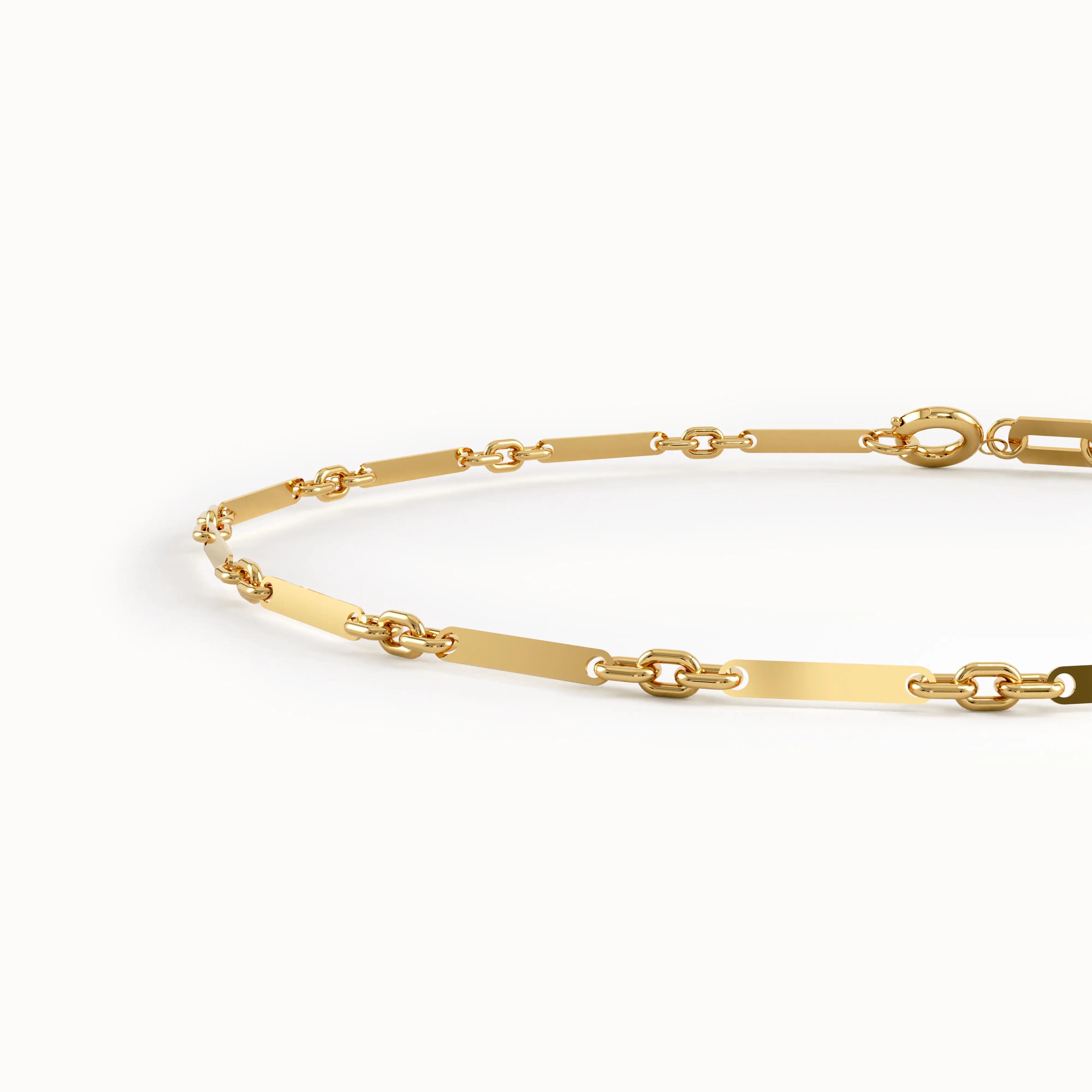 Gold Cable Chain Bracelet with Flat Bar - BRENNMORE