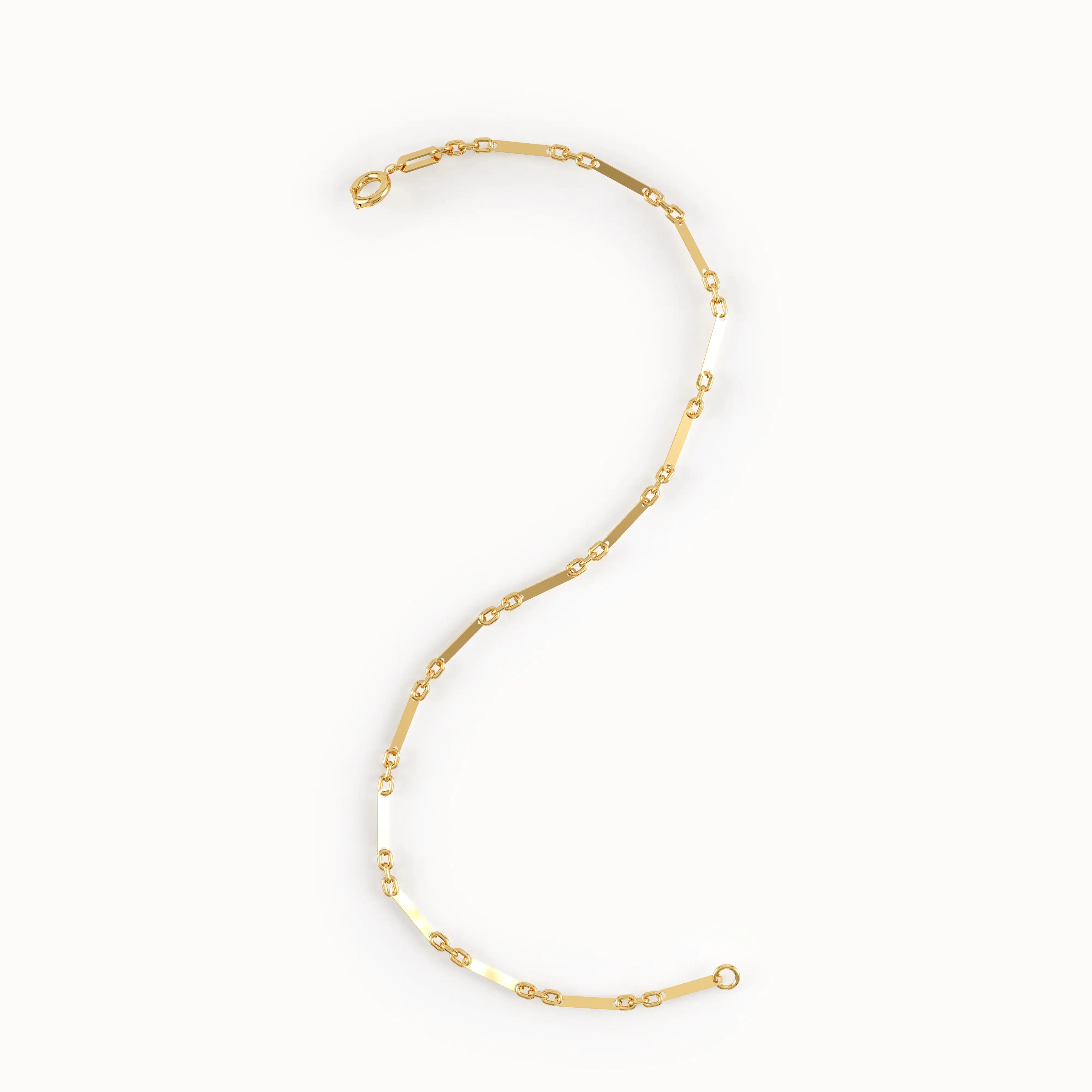 Gold Cable Chain Bracelet with Flat Bar - BRENNMORE
