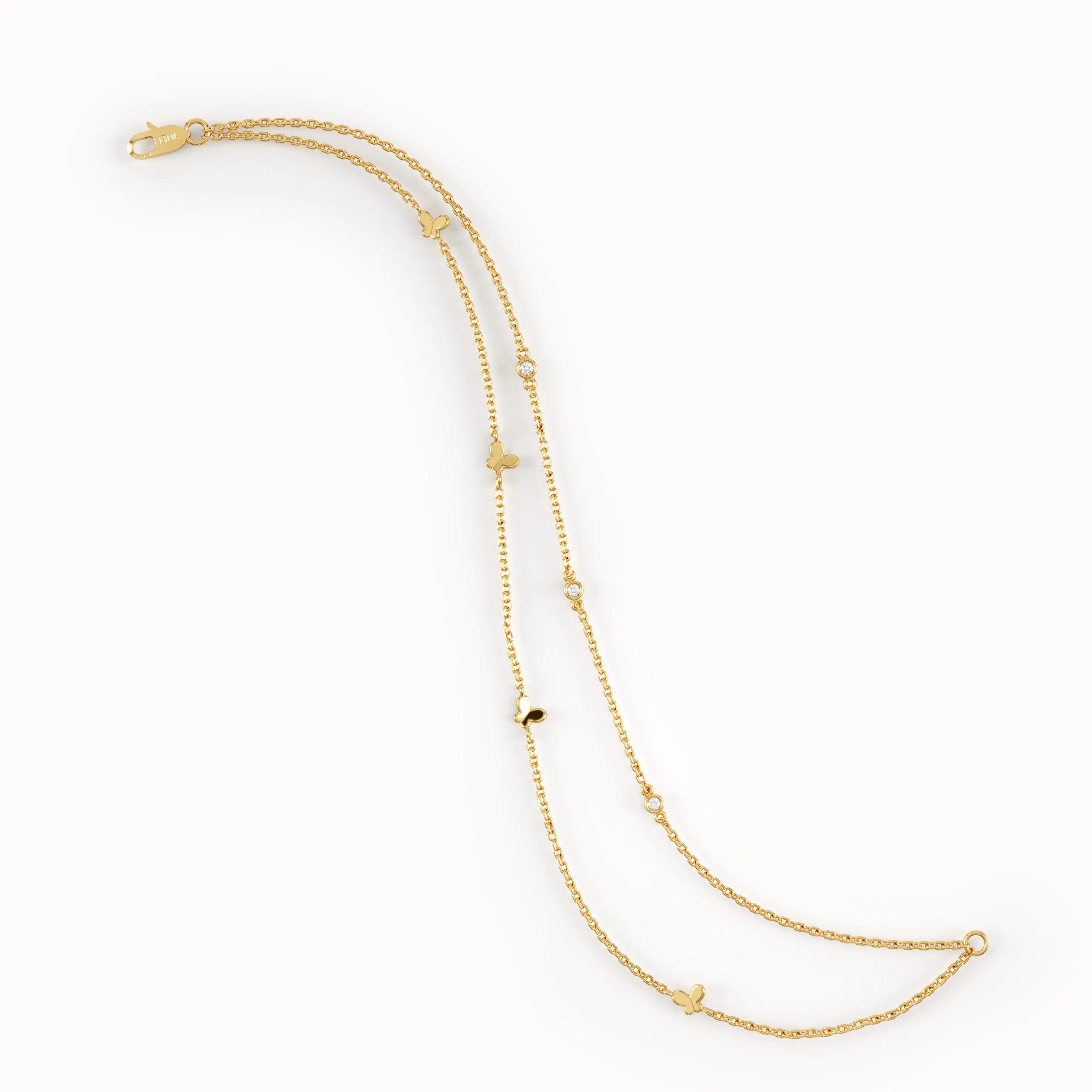 Double Gold Chain Butterfly Bracelet - BRENNMORE