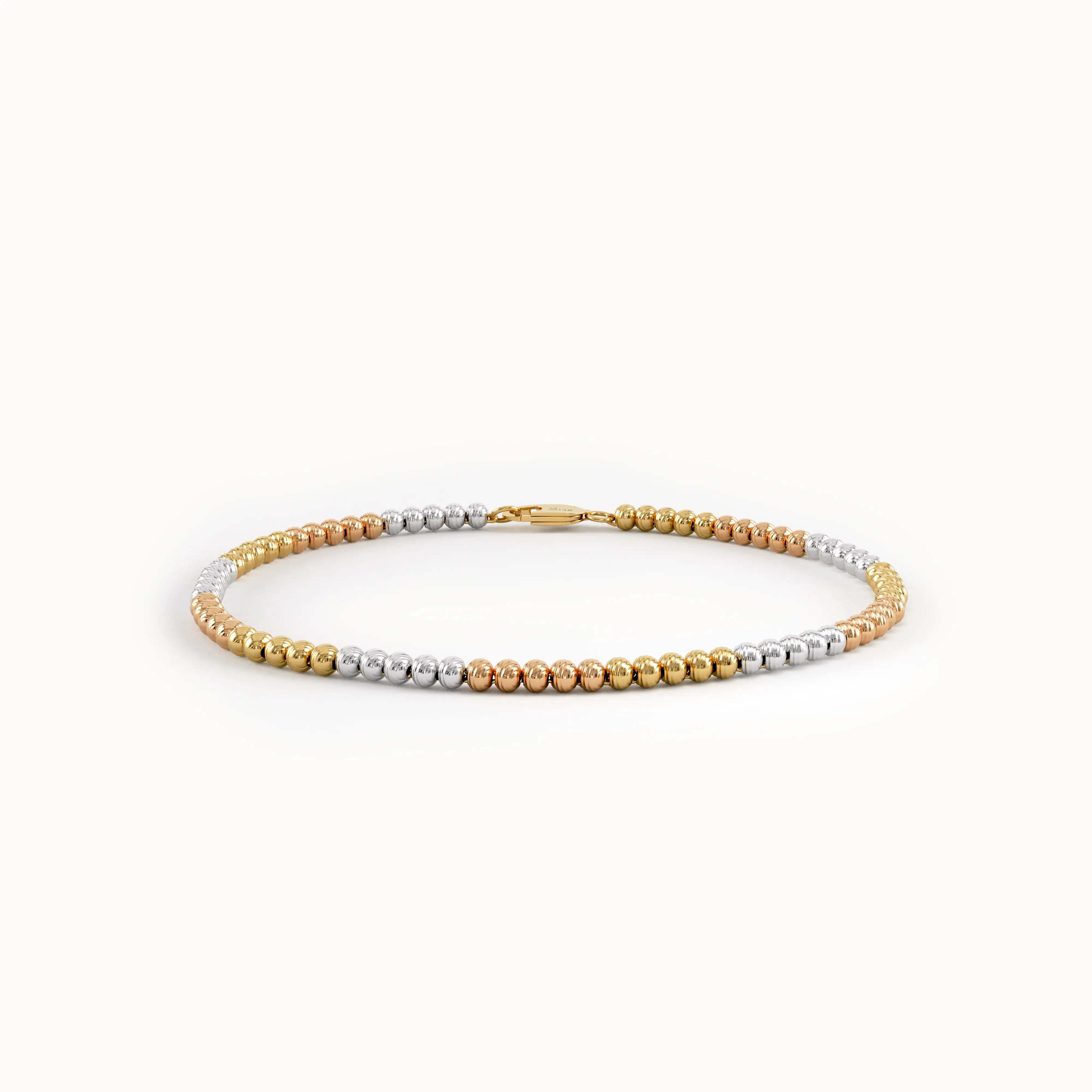 14k Gold Mixed Color Beaded Bracelet - BRENNMORE