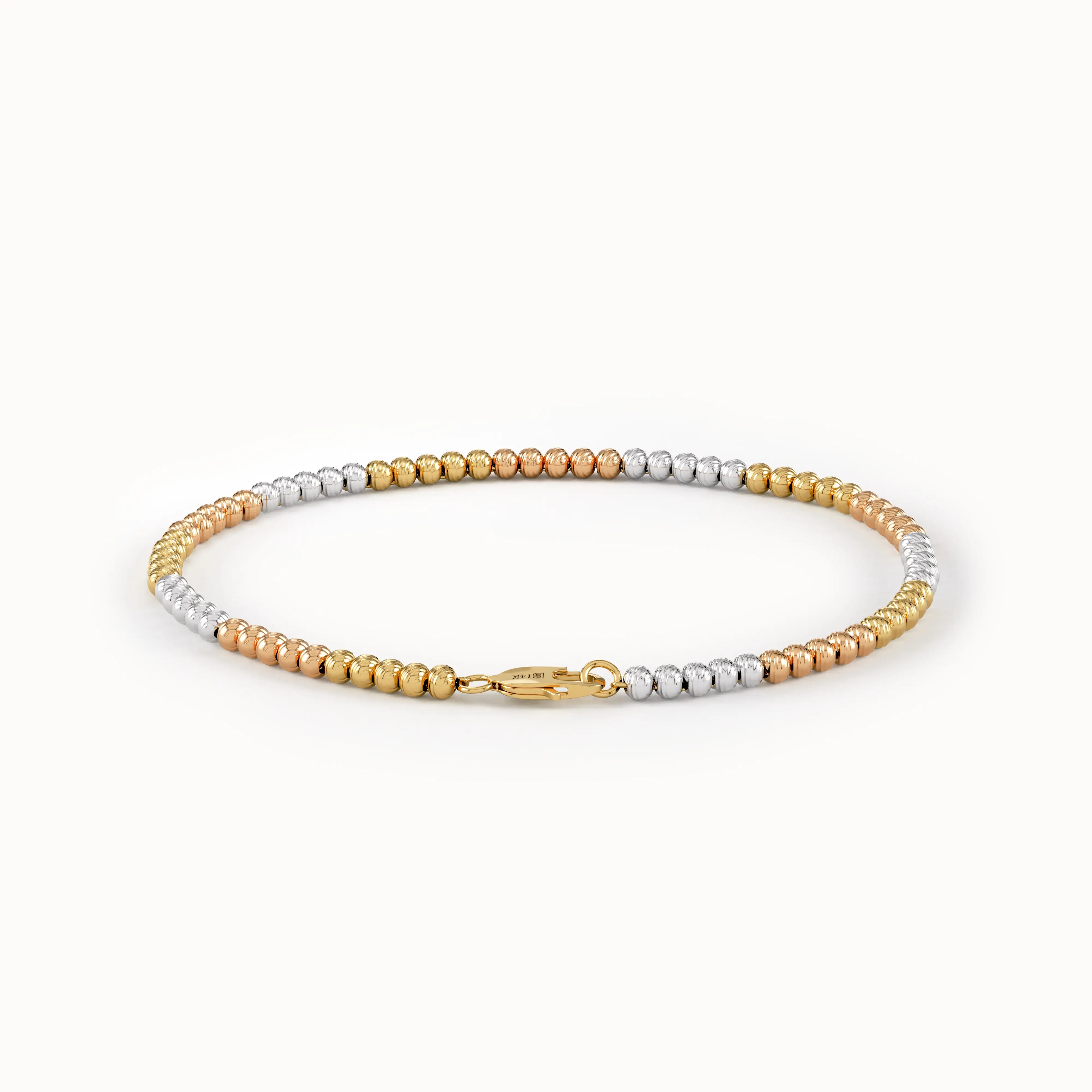 14k Gold Mixed Color Beaded Bracelet - BRENNMORE