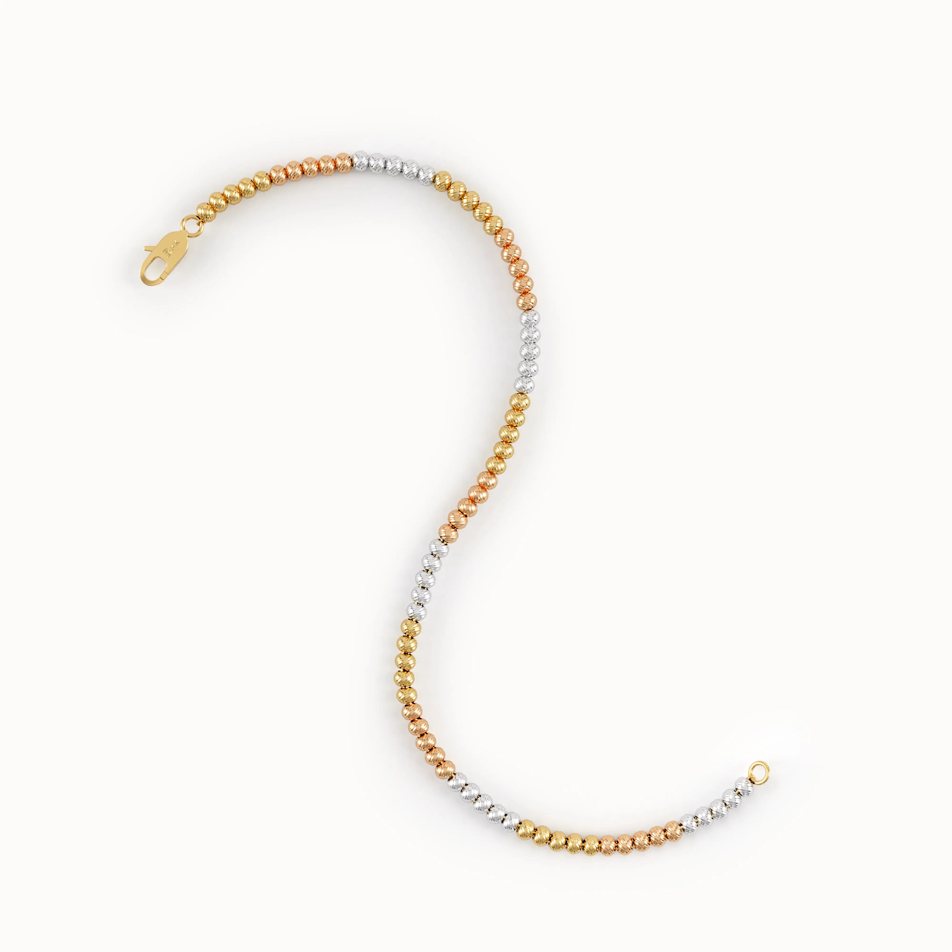 14k Gold Mixed Color Beaded Bracelet - BRENNMORE
