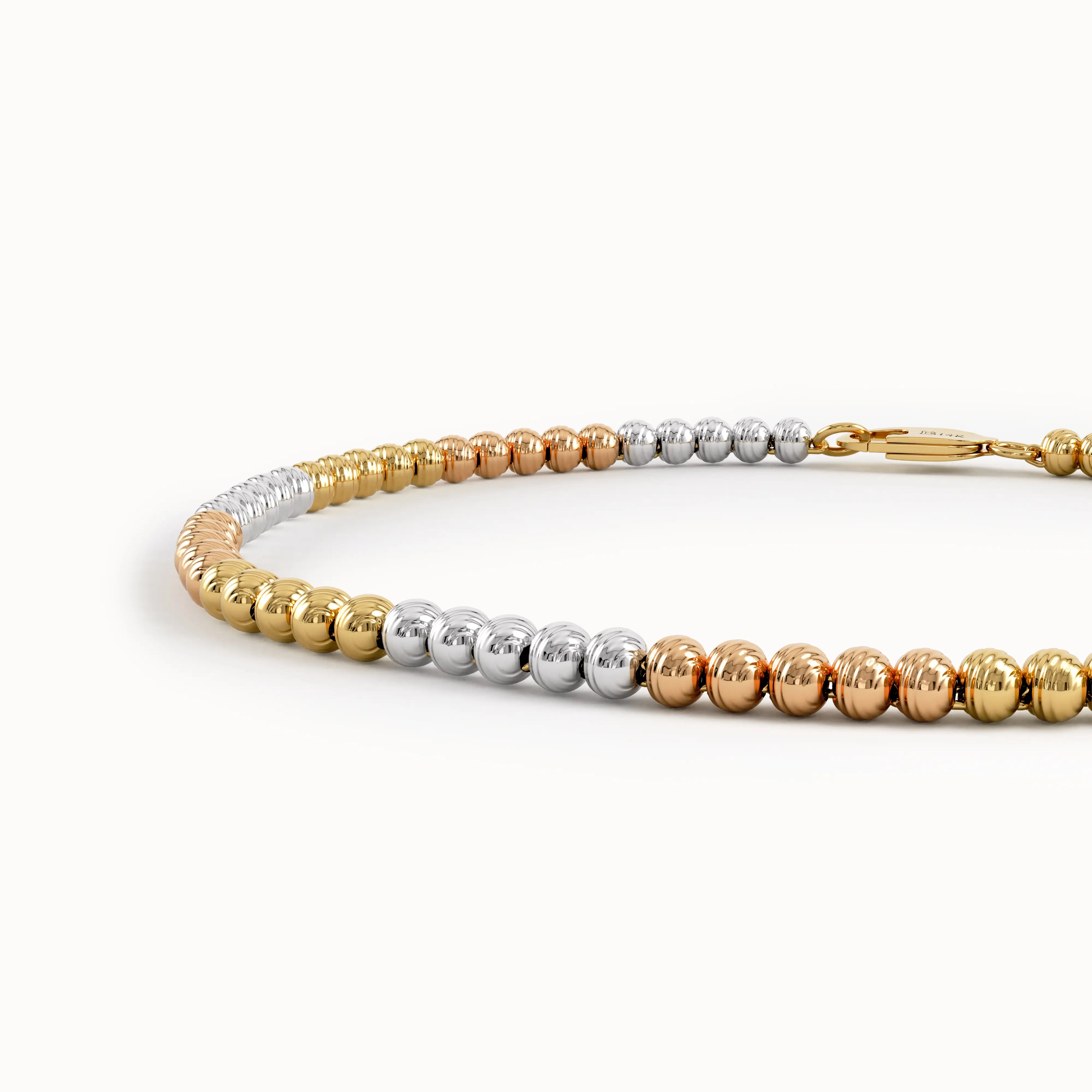 14k Gold Mixed Color Beaded Bracelet - BRENNMORE