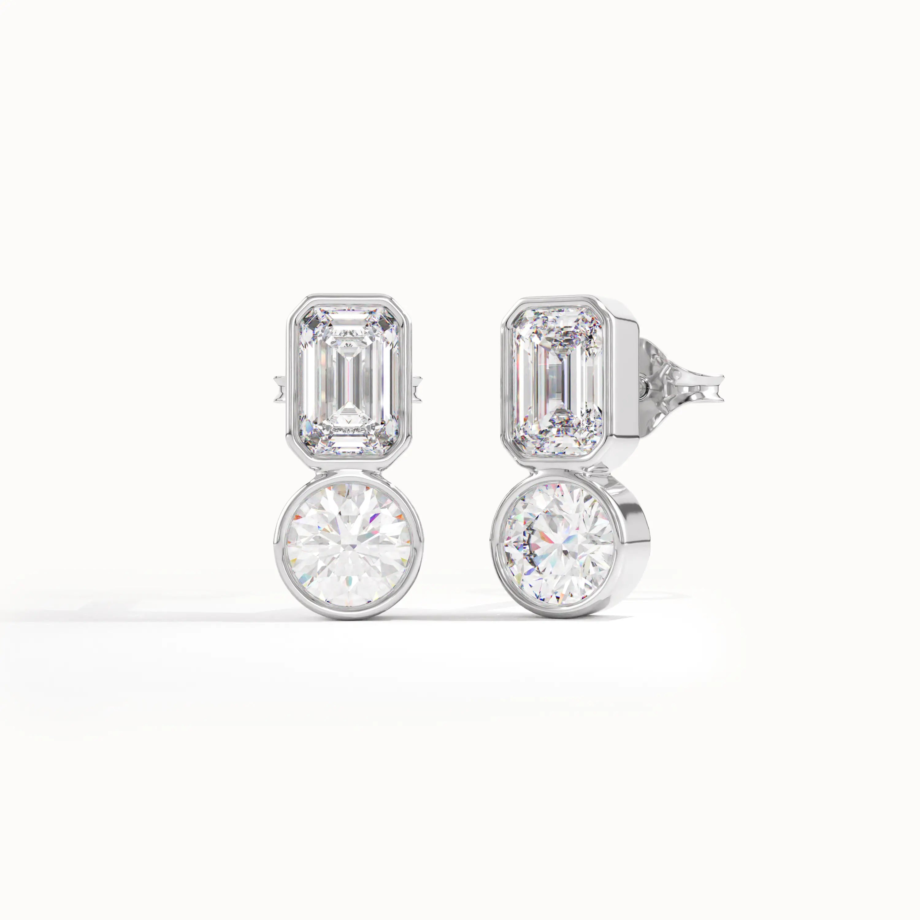 Bezel Toi et Moi Stud Earrings - BRENNMORE 
