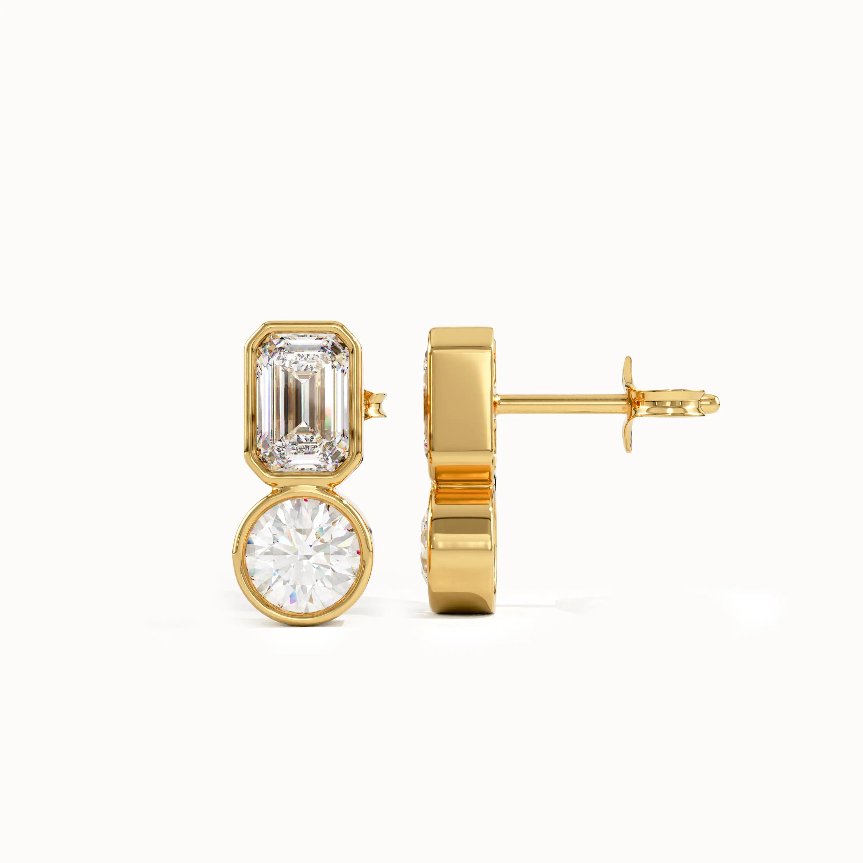 Bezel Toi et Moi Stud Earrings - BRENNMORE 