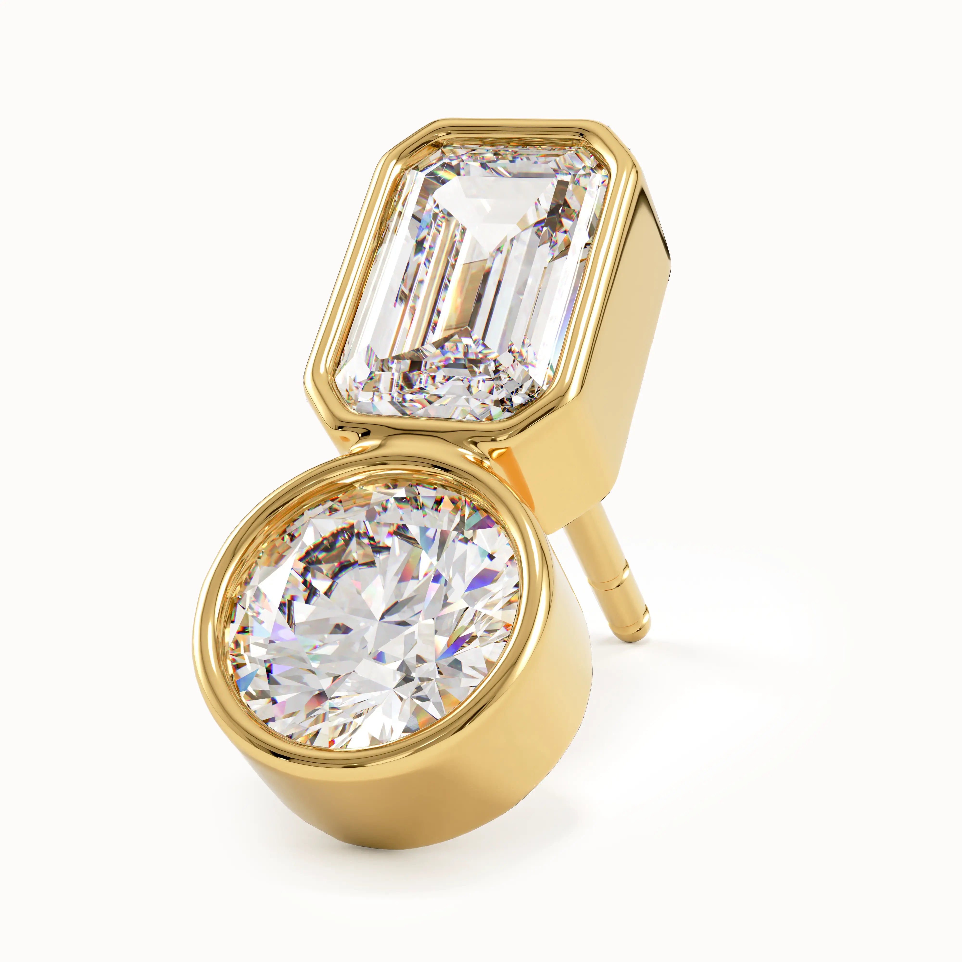 Bezel Toi et Moi Stud Earrings My Store