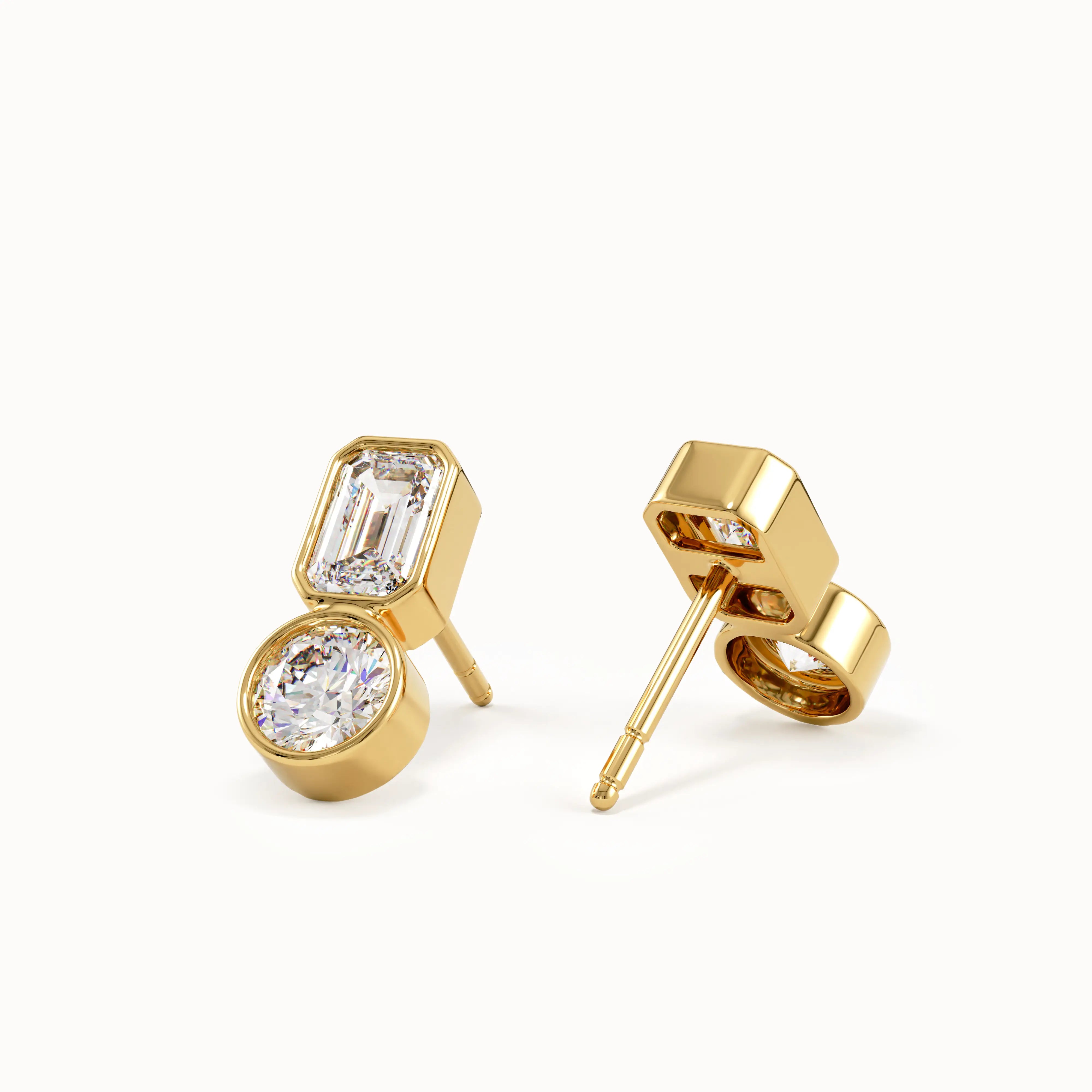Bezel Toi et Moi Stud Earrings My Store