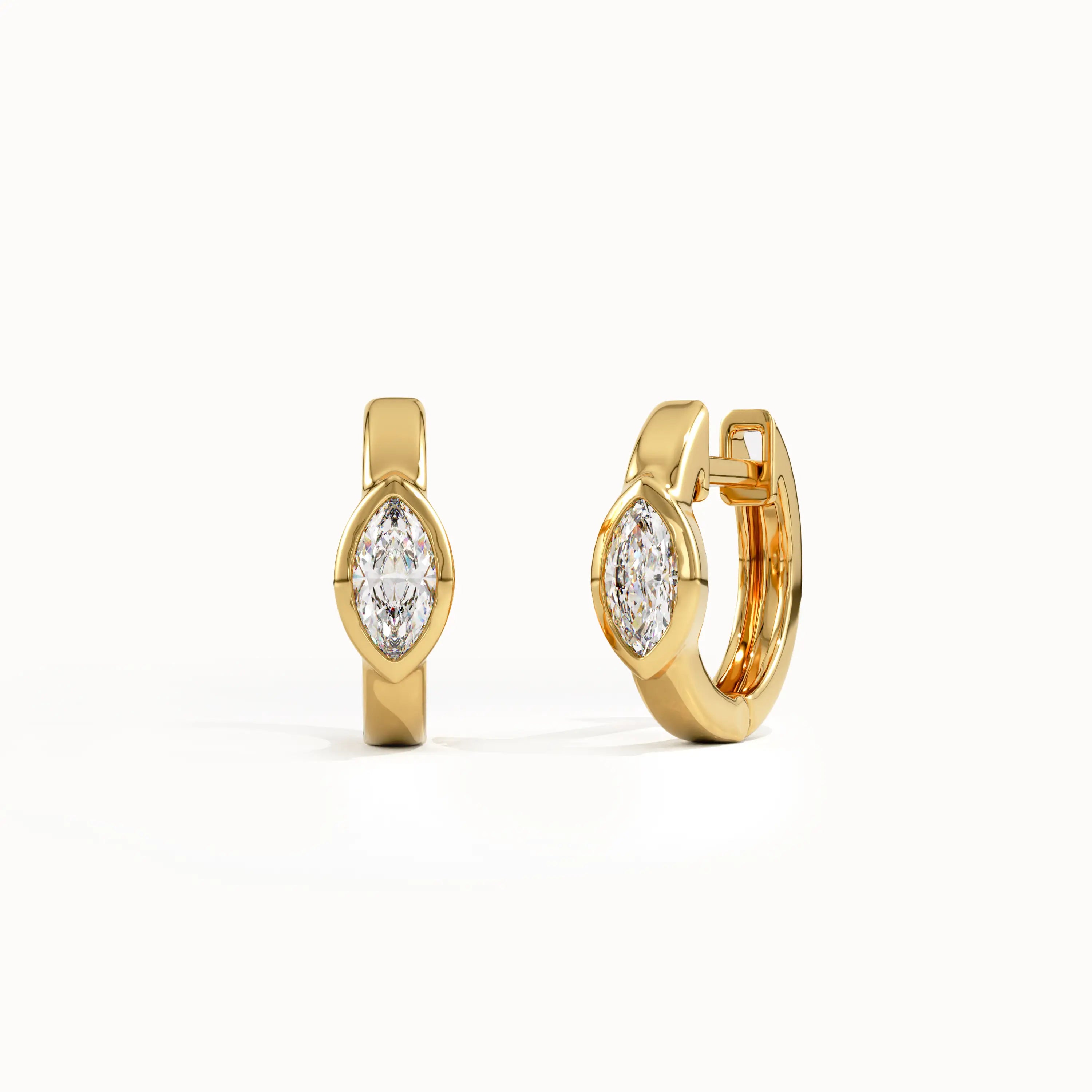 Marquise Bezel Hoop Earrings - BRENNMORE 