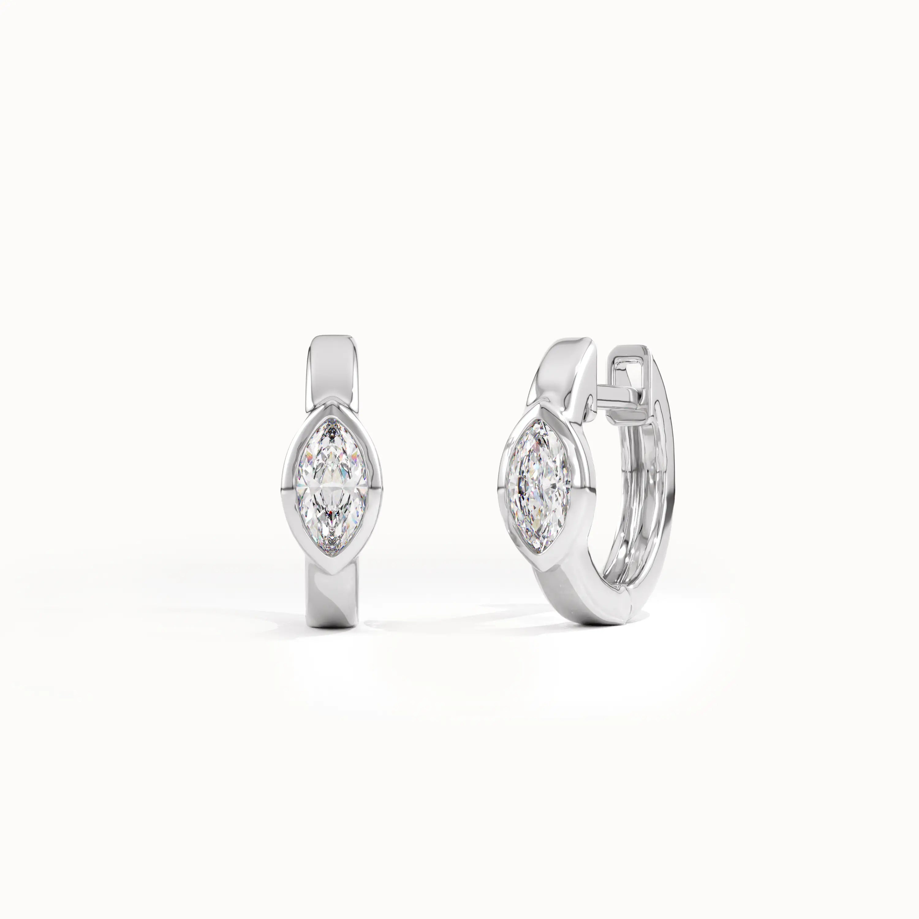 Marquise Bezel Hoop Earrings - BRENNMORE 