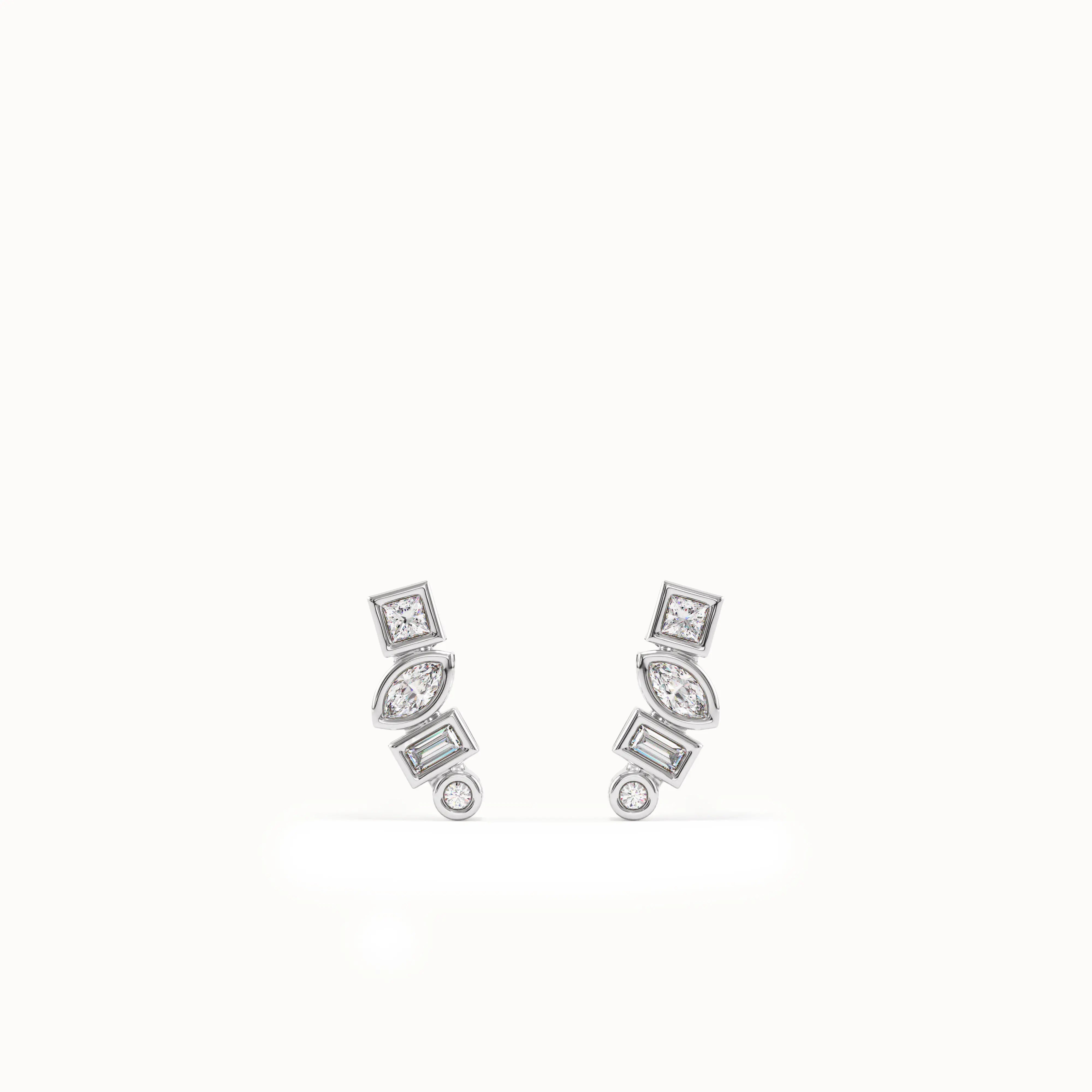 Mixed Cut Stud Earrings