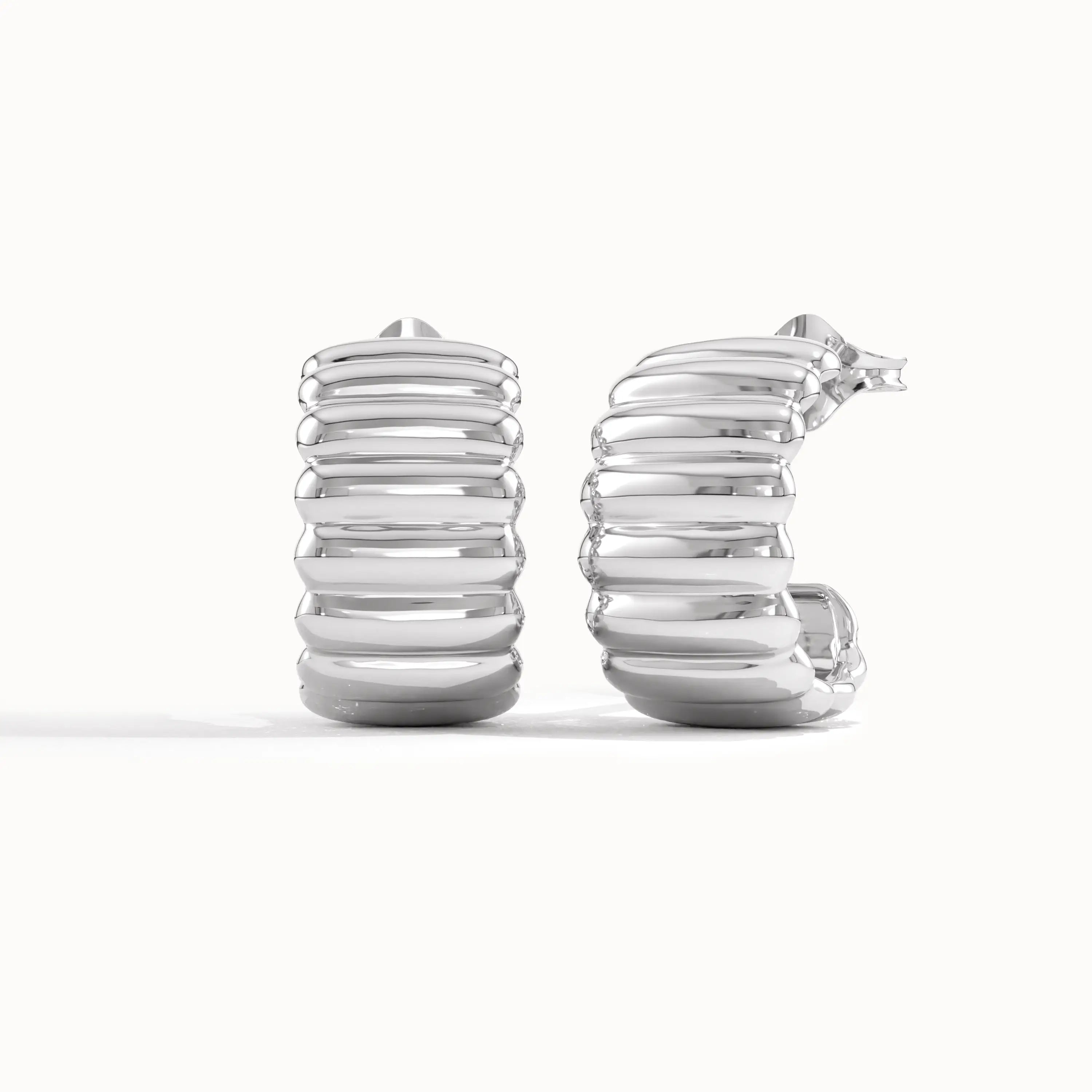 Ribbed Band Half Hoop Earrings - BRENNMORE 