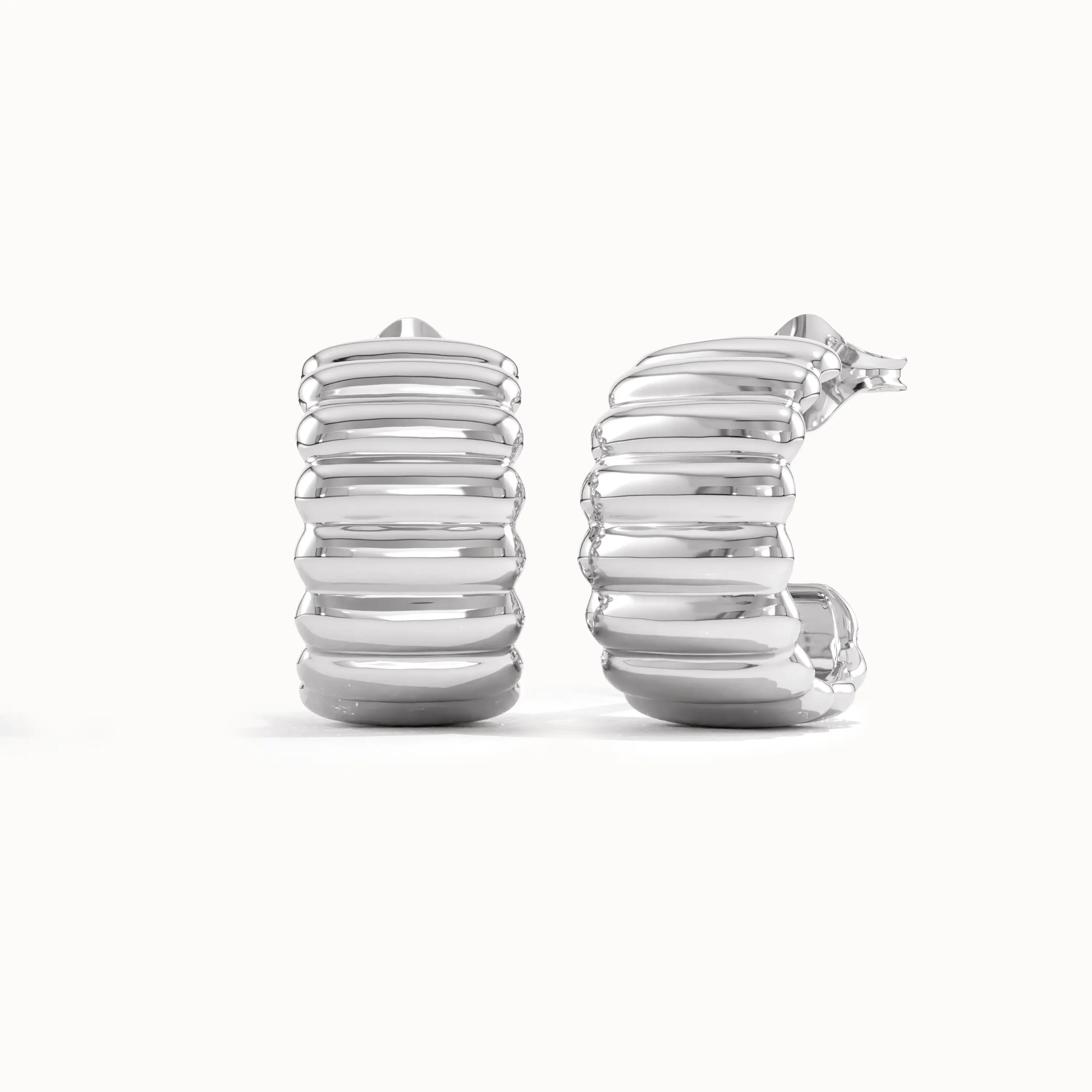 Ribbed Band Half Hoop Earrings - BRENNMORE 