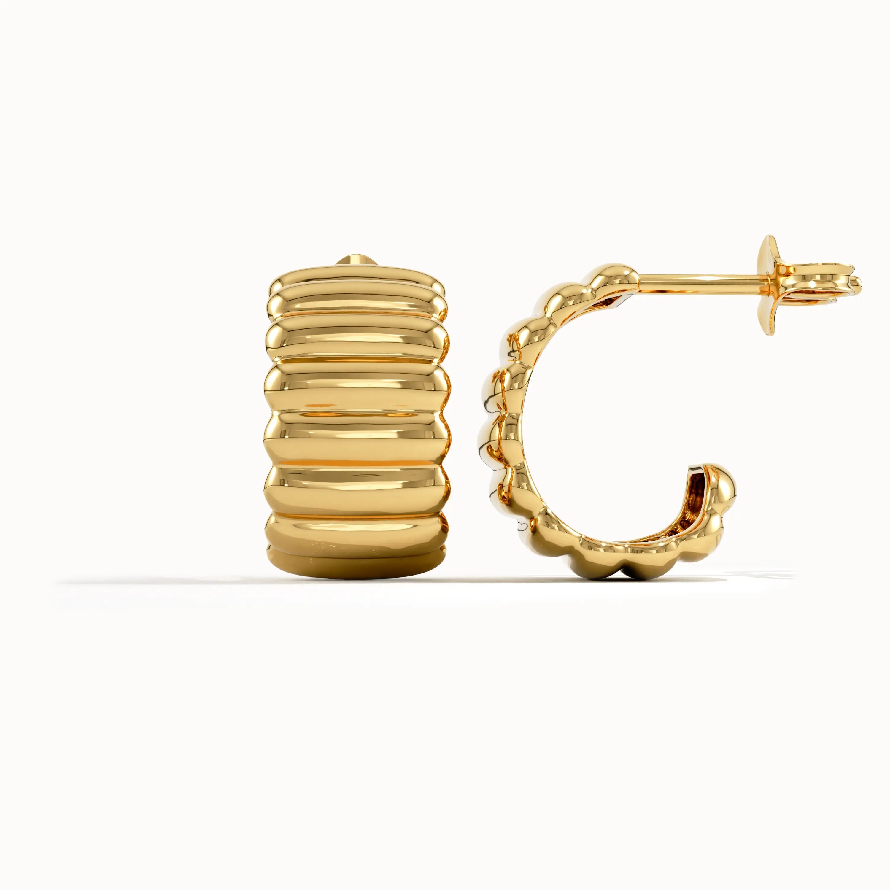 Ribbed Band Half Hoop Earrings - BRENNMORE 