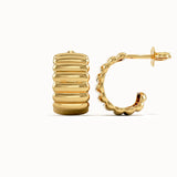 Ribbed Band Half Hoop Earrings - BRENNMORE 