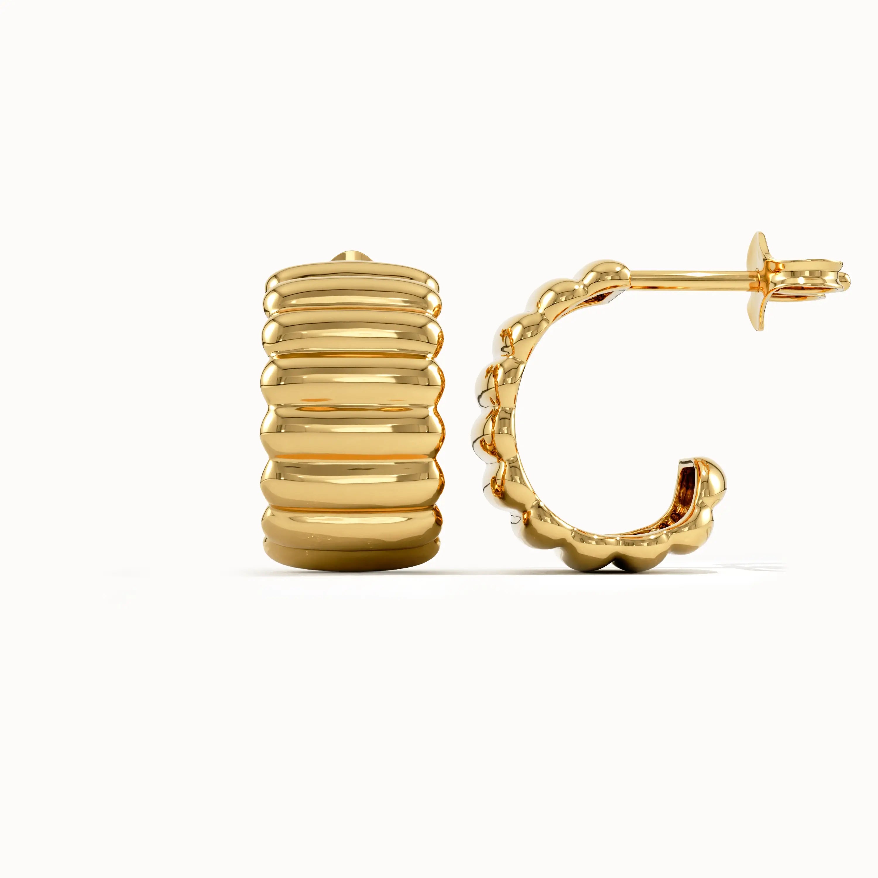 Ribbed Band Half Hoop Earrings - BRENNMORE 