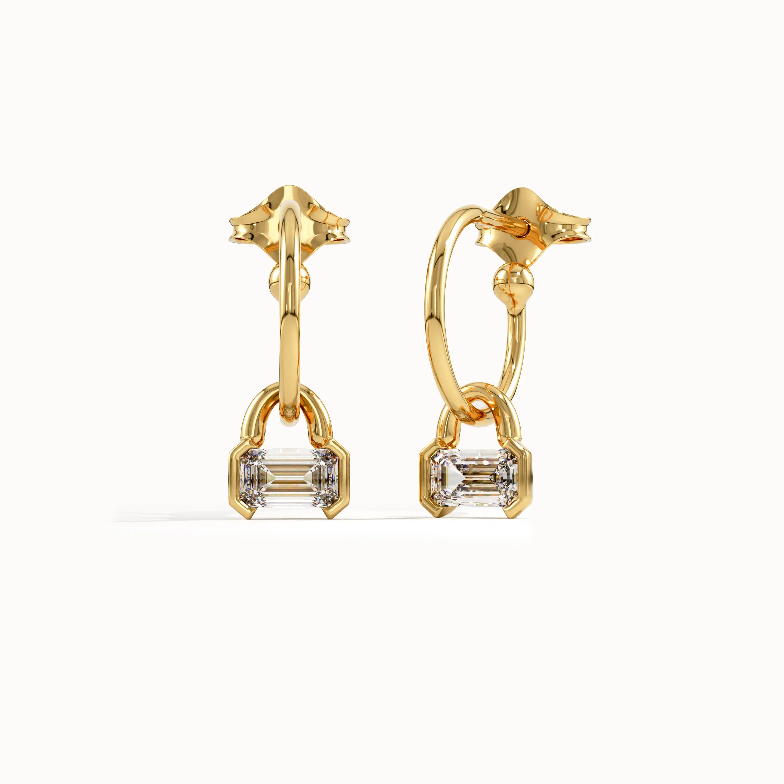 Dangle Hoop Baguette Earrings - BRENNMORE 