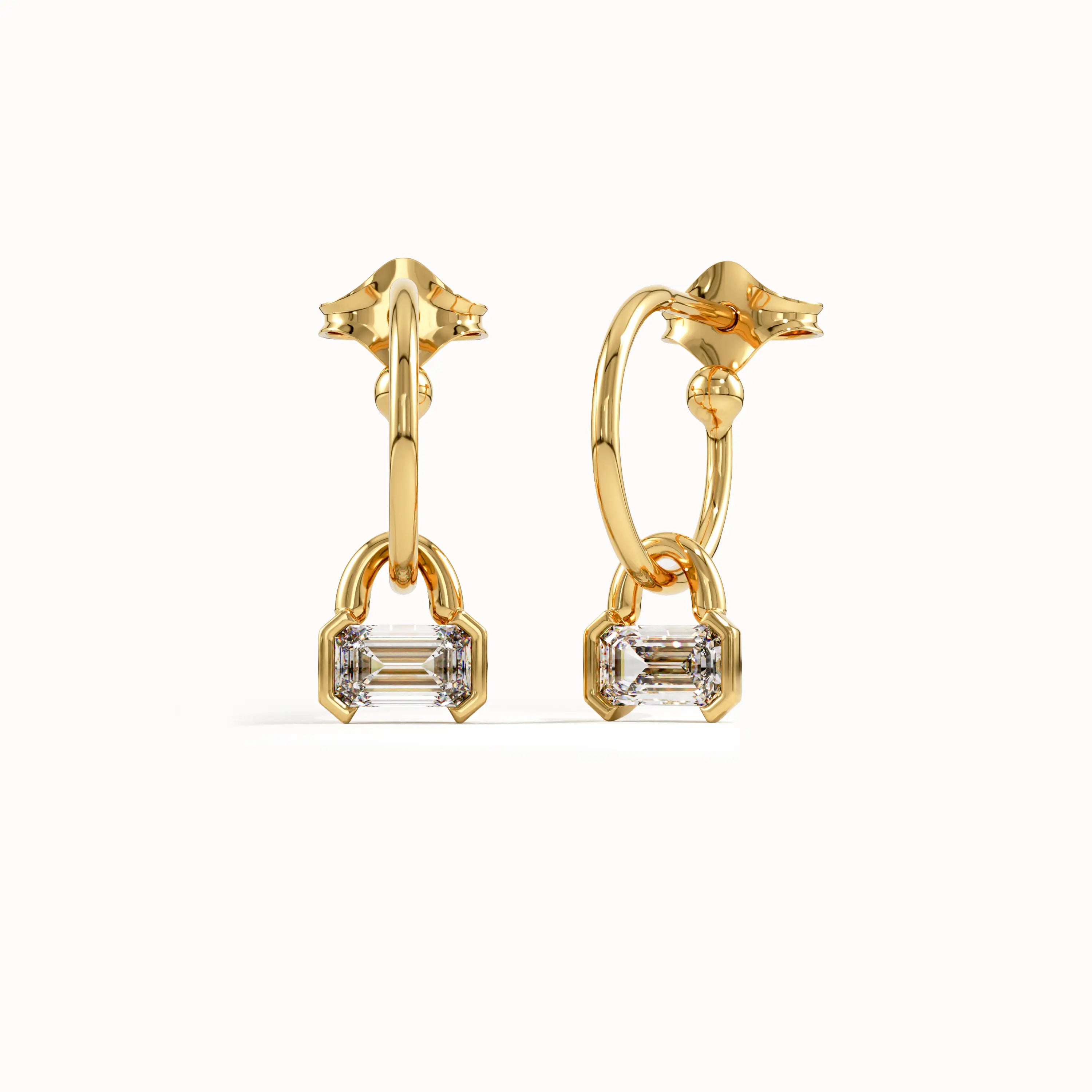 Dangle Hoop Baguette Earrings - BRENNMORE 