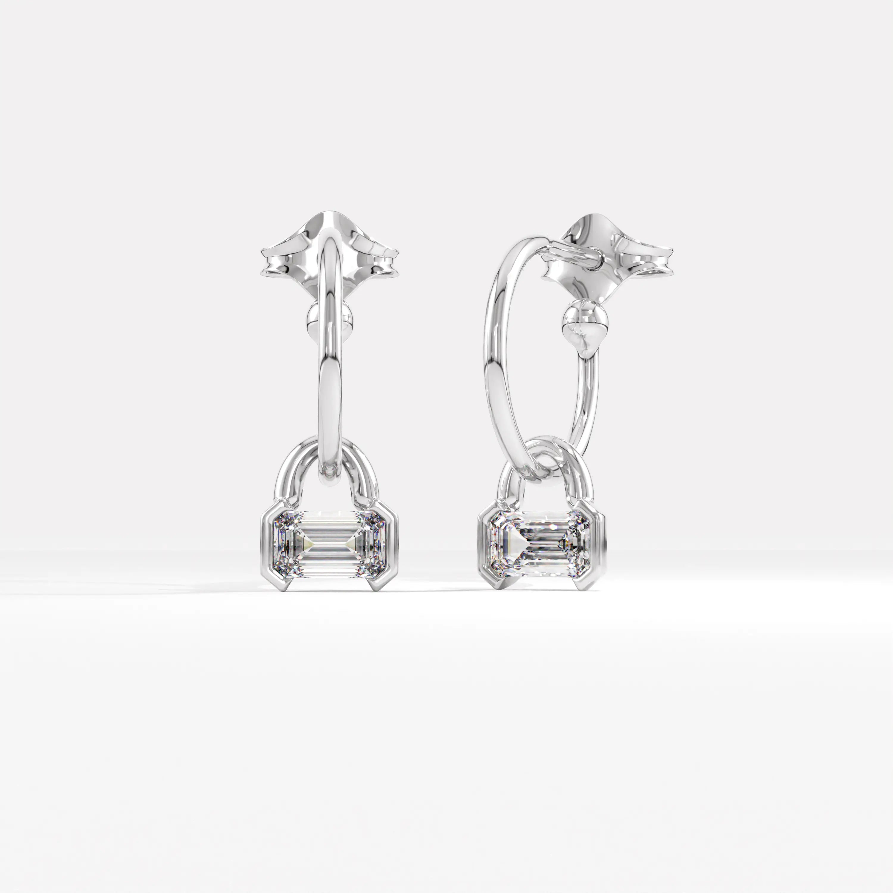 Dangle Hoop Baguette Earrings - BRENNMORE 