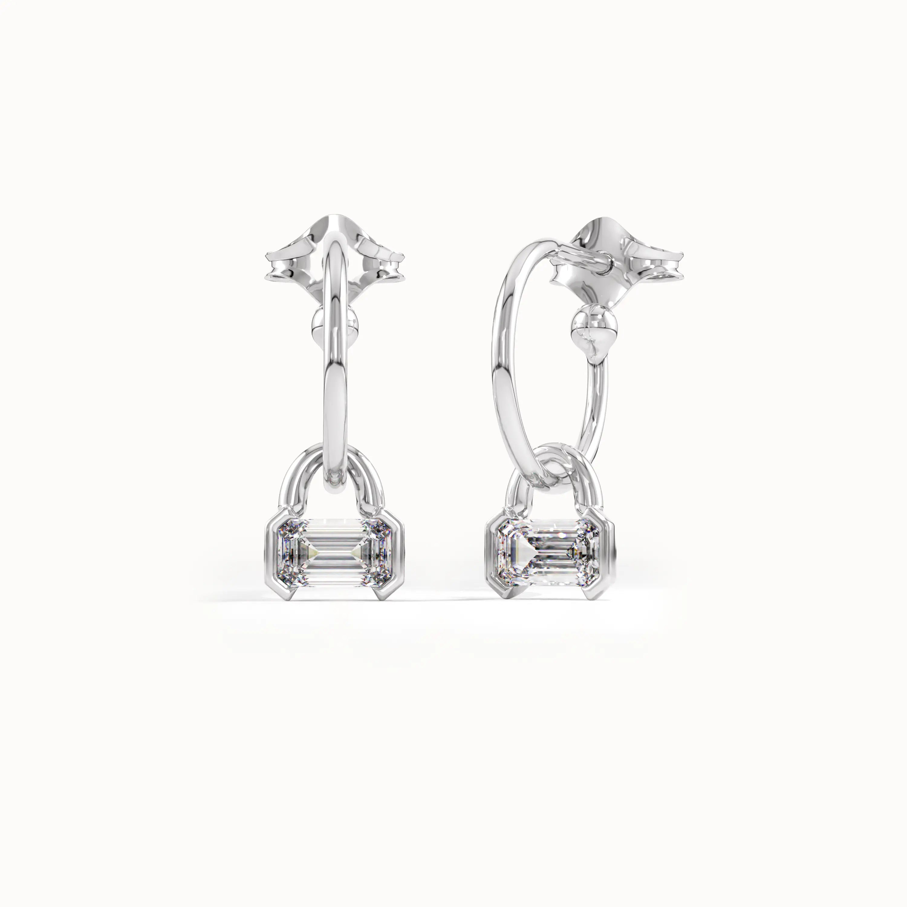 Dangle Hoop Baguette Earrings - BRENNMORE 